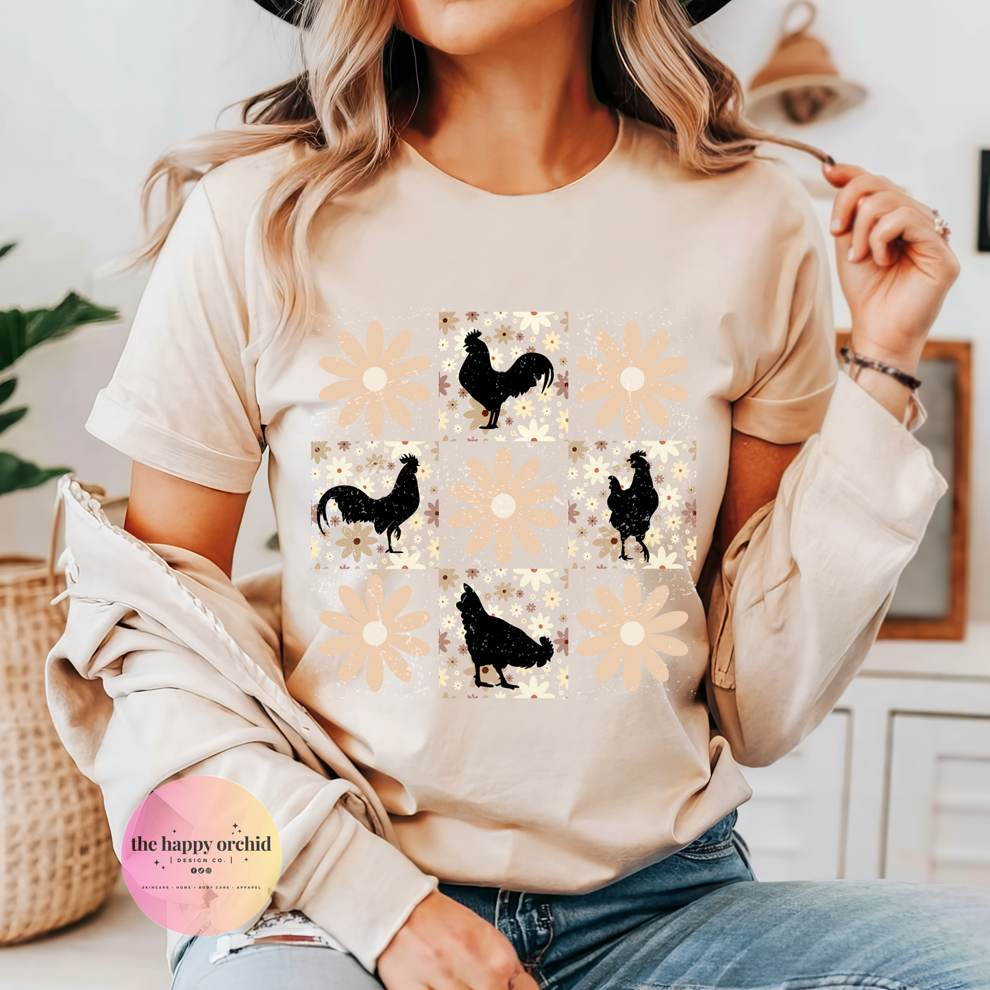 RETRO FLOWER CHICKEN tee