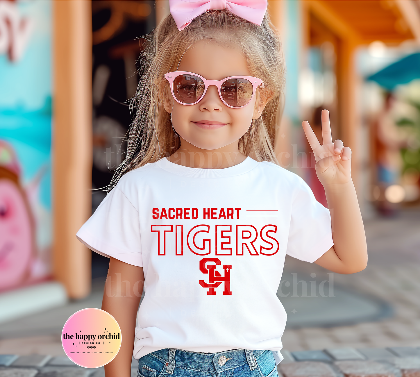 (NEW) Youth SACRED HEART TIGERS Logo Top