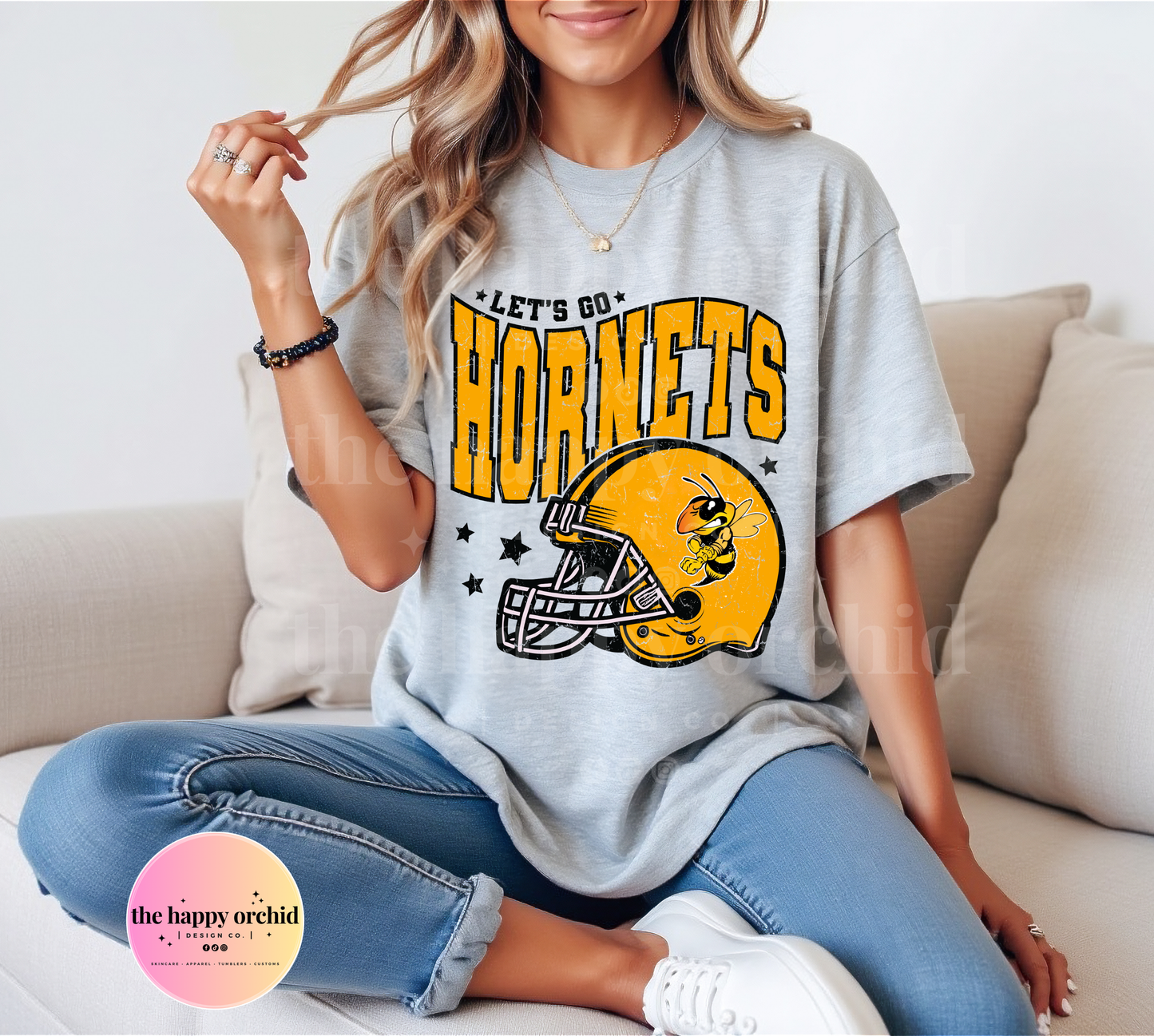 (NEW) LET'S GO HORNETS HORNETS Distressed Top