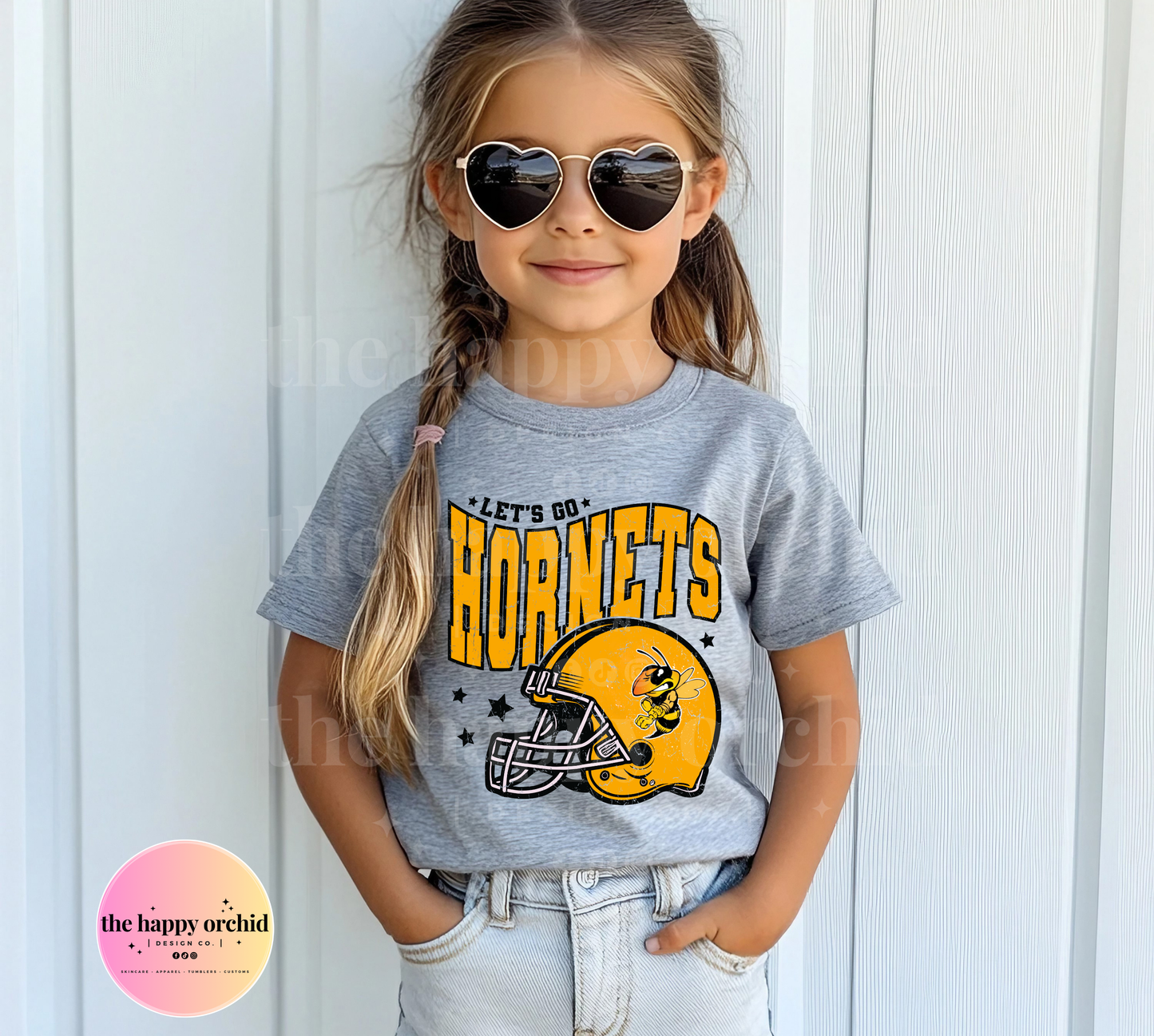 (NEW) Youth LET'S GO HORNETS Distressed Top
