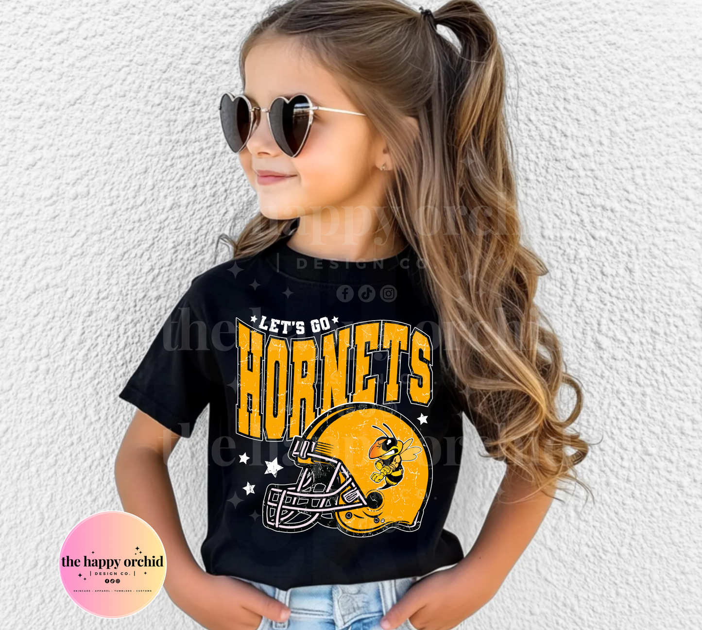 (NEW) Youth LET'S GO HORNETS Distressed Top