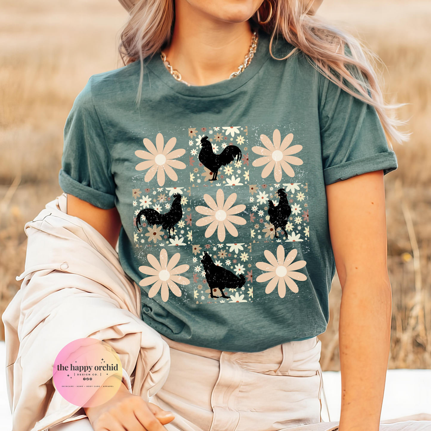 RETRO FLOWER CHICKEN tee