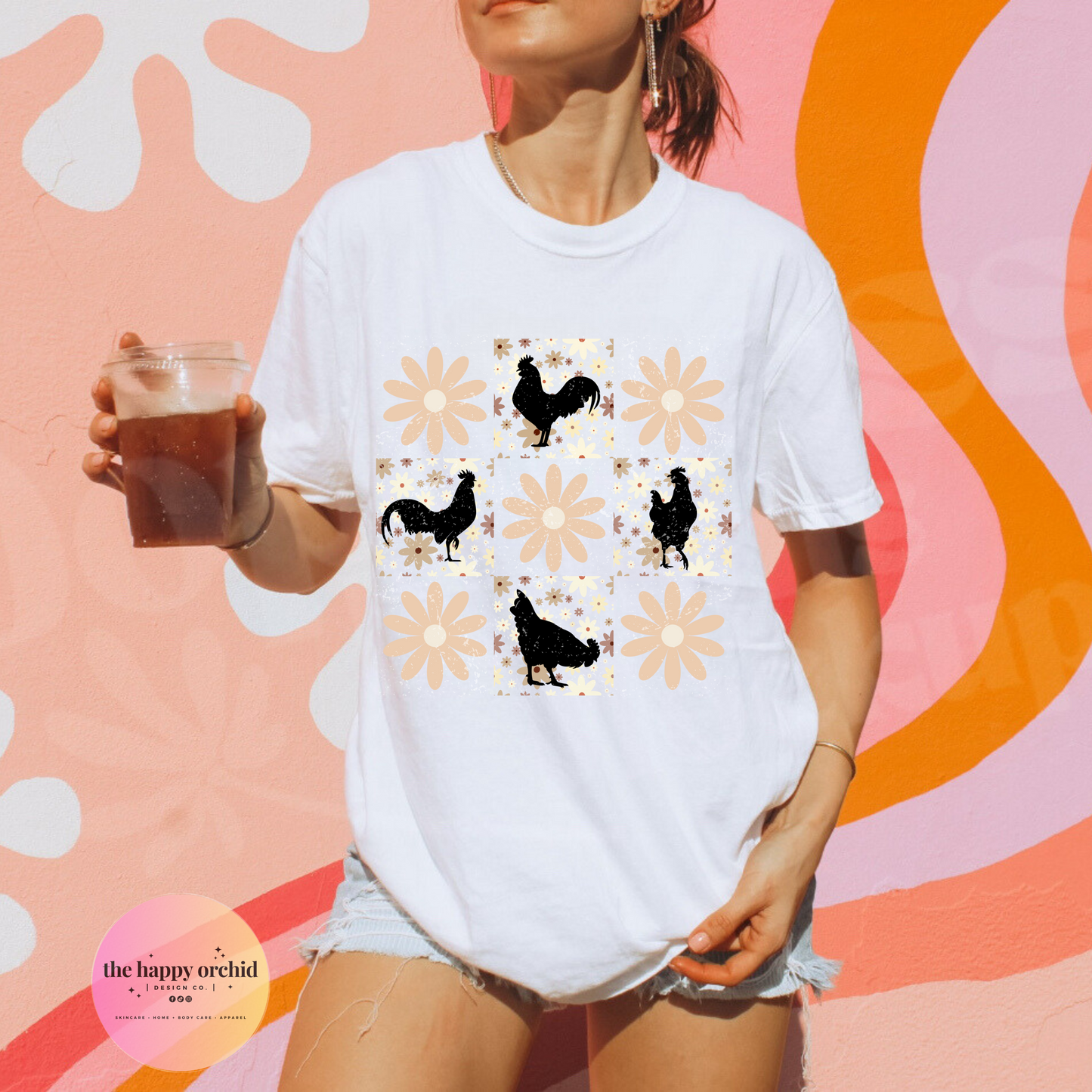 RETRO FLOWER CHICKEN tee