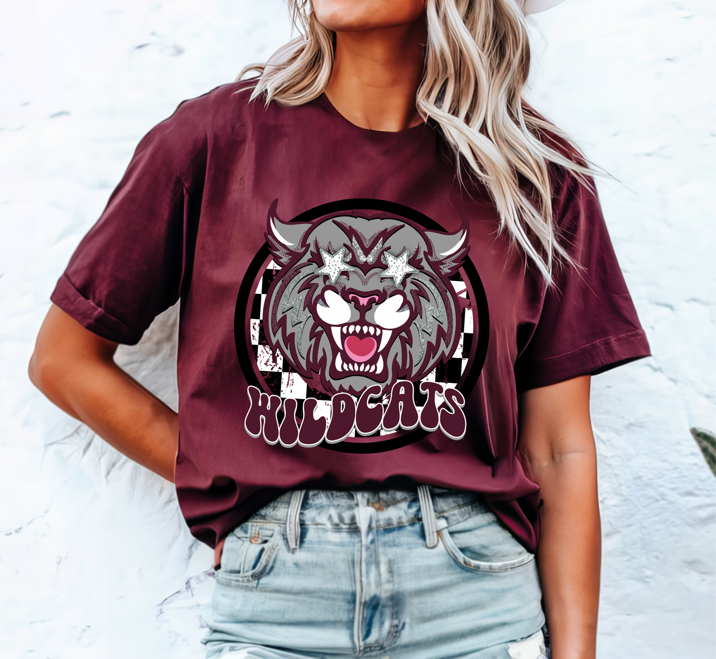 WILDCATS FAUX GLITTER MASCOT tee