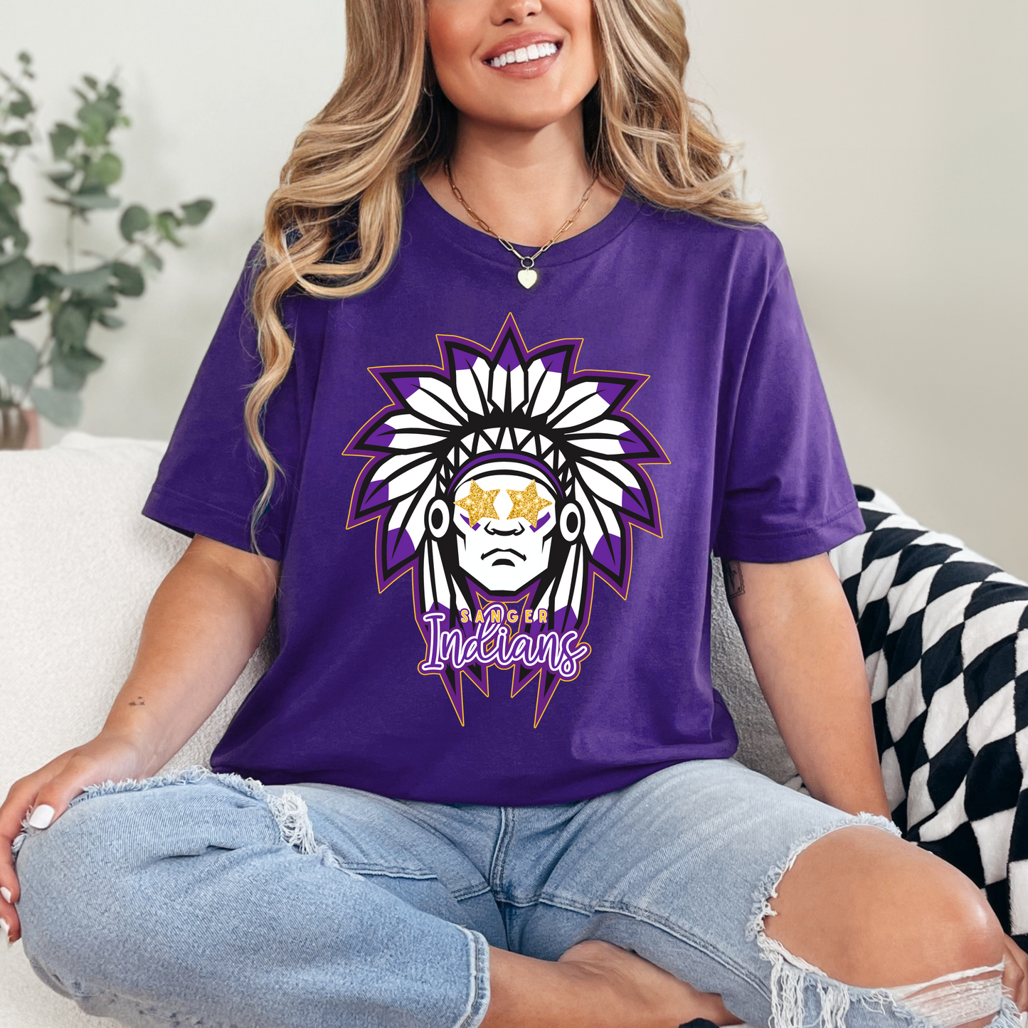 SANGER INDIANS Glitter Stars tee