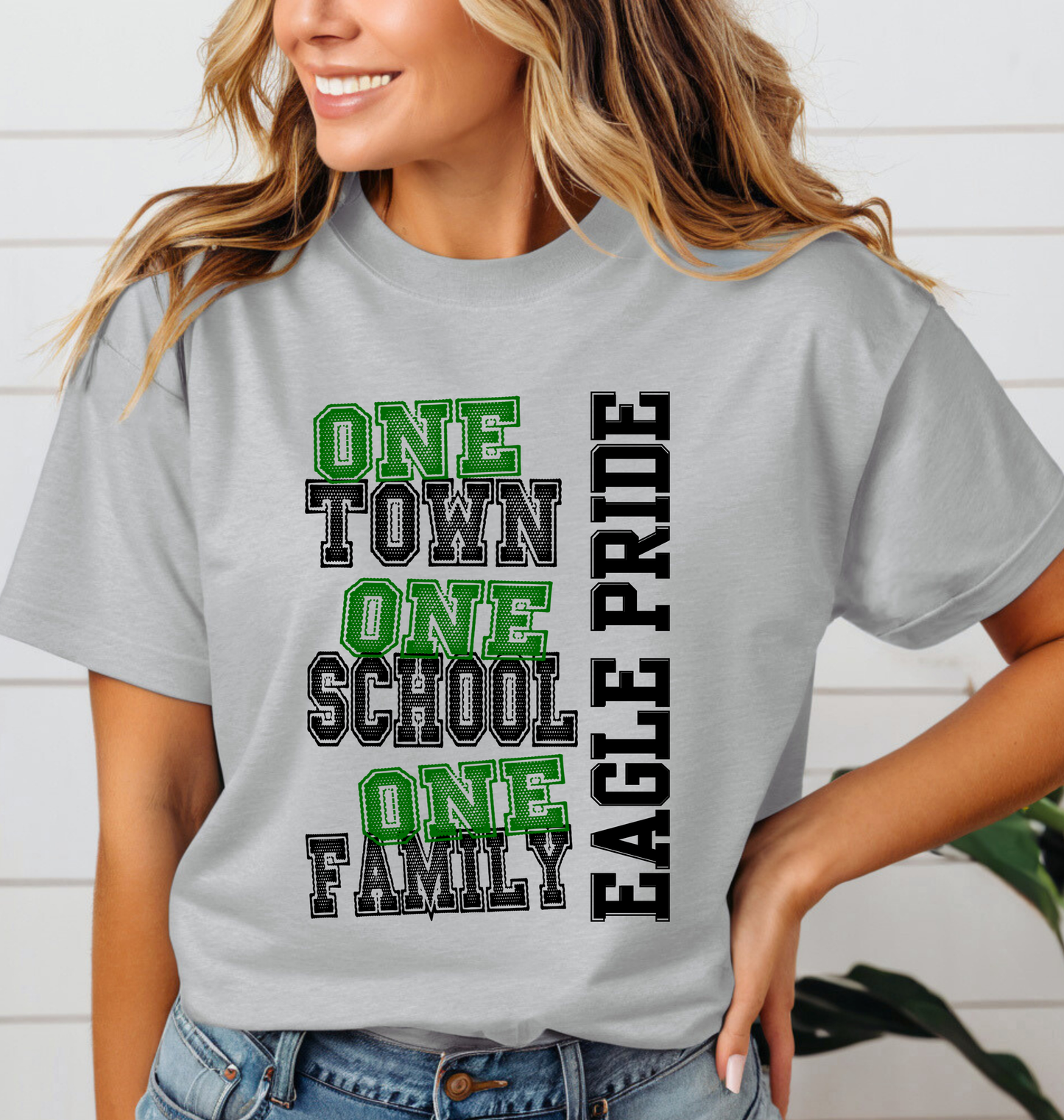 ONE TOWN ONE SCHOOL ONE FAMILY EAGLES tee