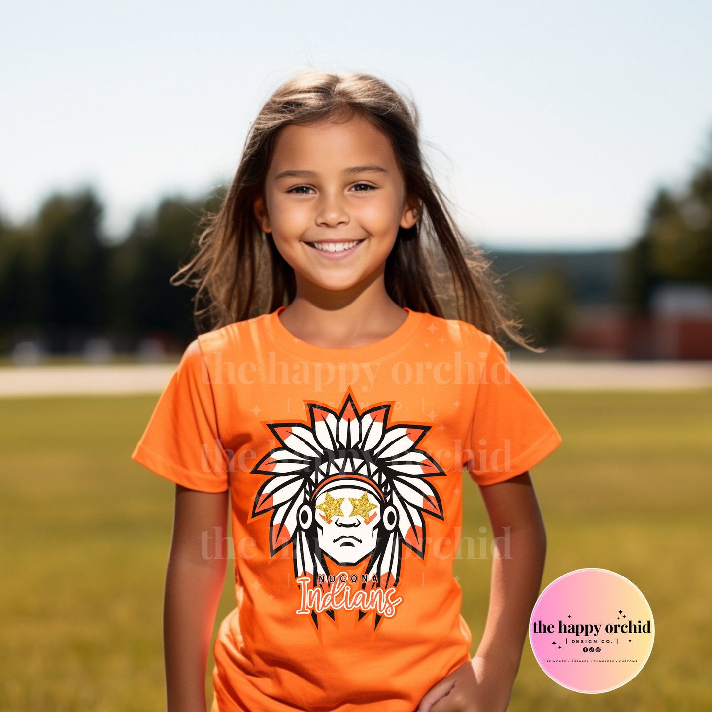 Youth INDIANS Faux Glitter Mascot Top