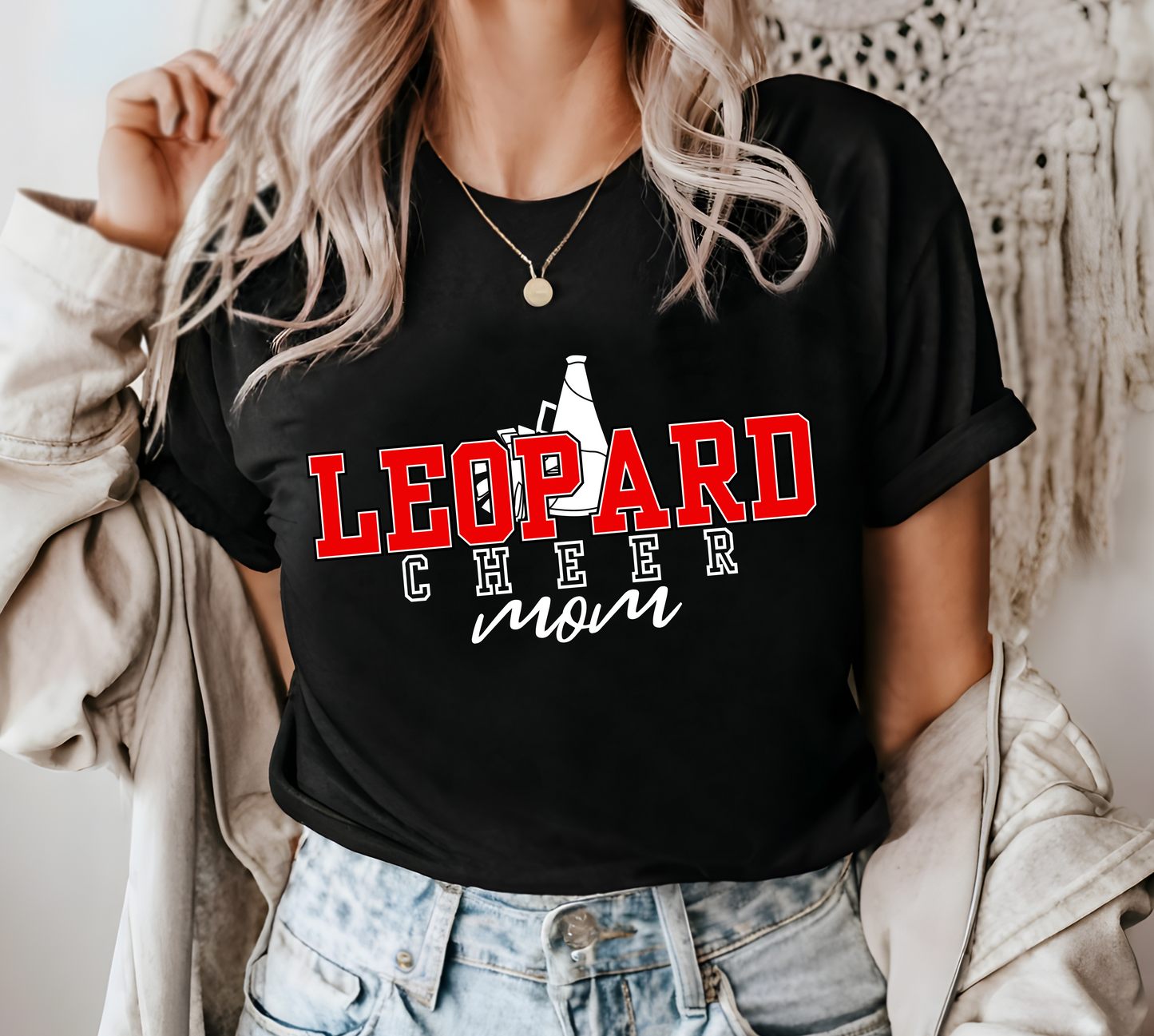 LEOPARD CHEER MOM Top