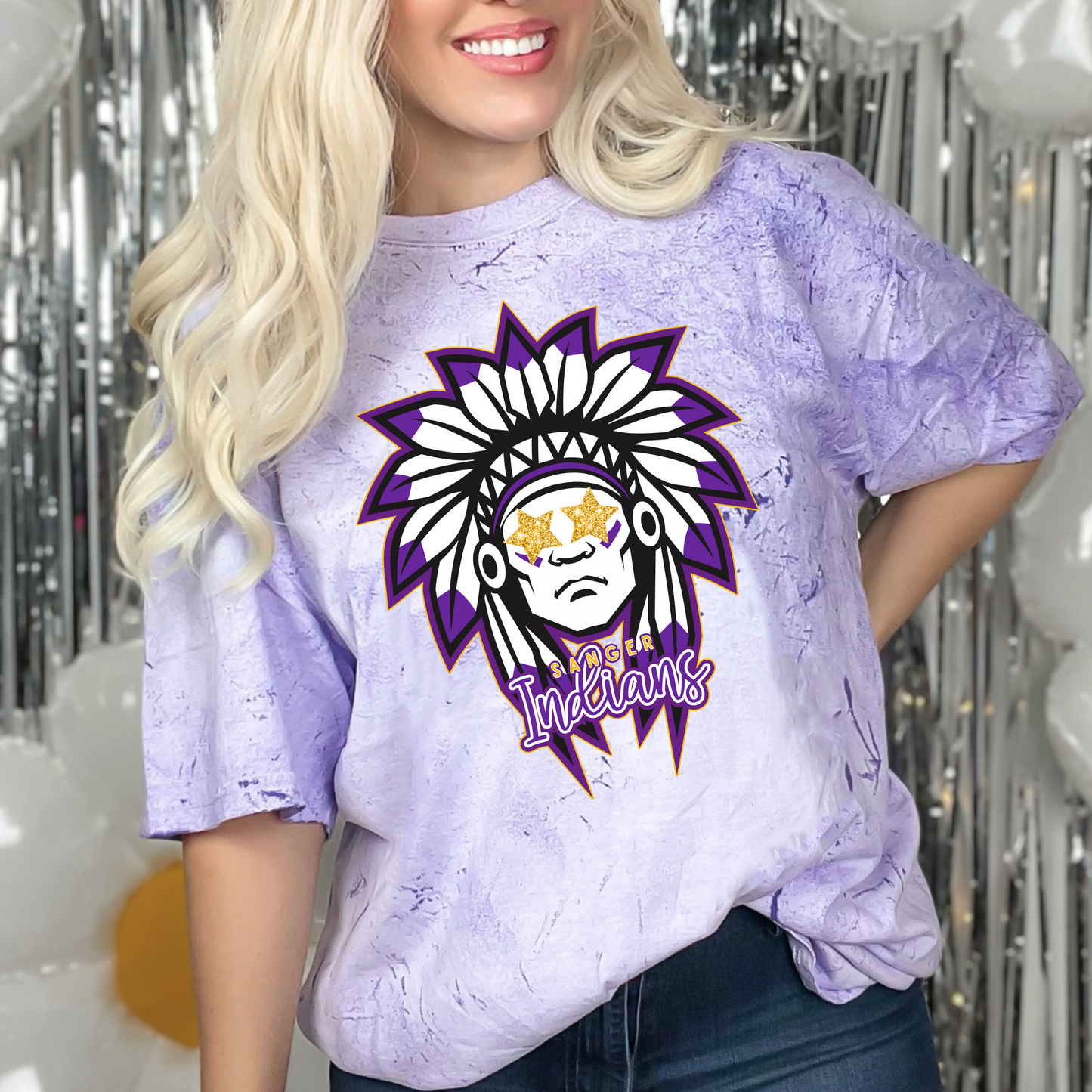 SANGER INDIANS MASCOT Colorblast tee