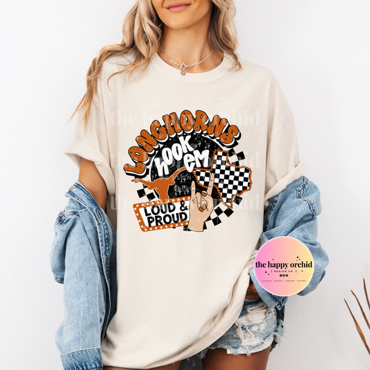 TEXAS LONGHORNS Retro Checkered Top