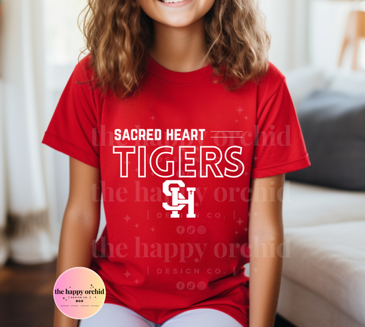 (NEW) Youth SACRED HEART TIGERS Logo Top