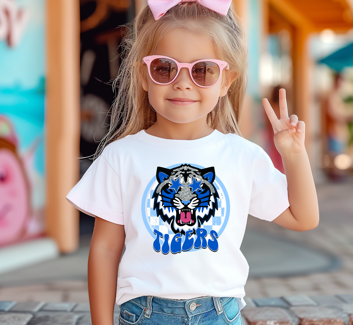 Youth RETRO TIGERS Faux Glitter Top