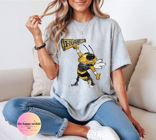 (NEW) HORNETS MASCOT Faux Glitter Top