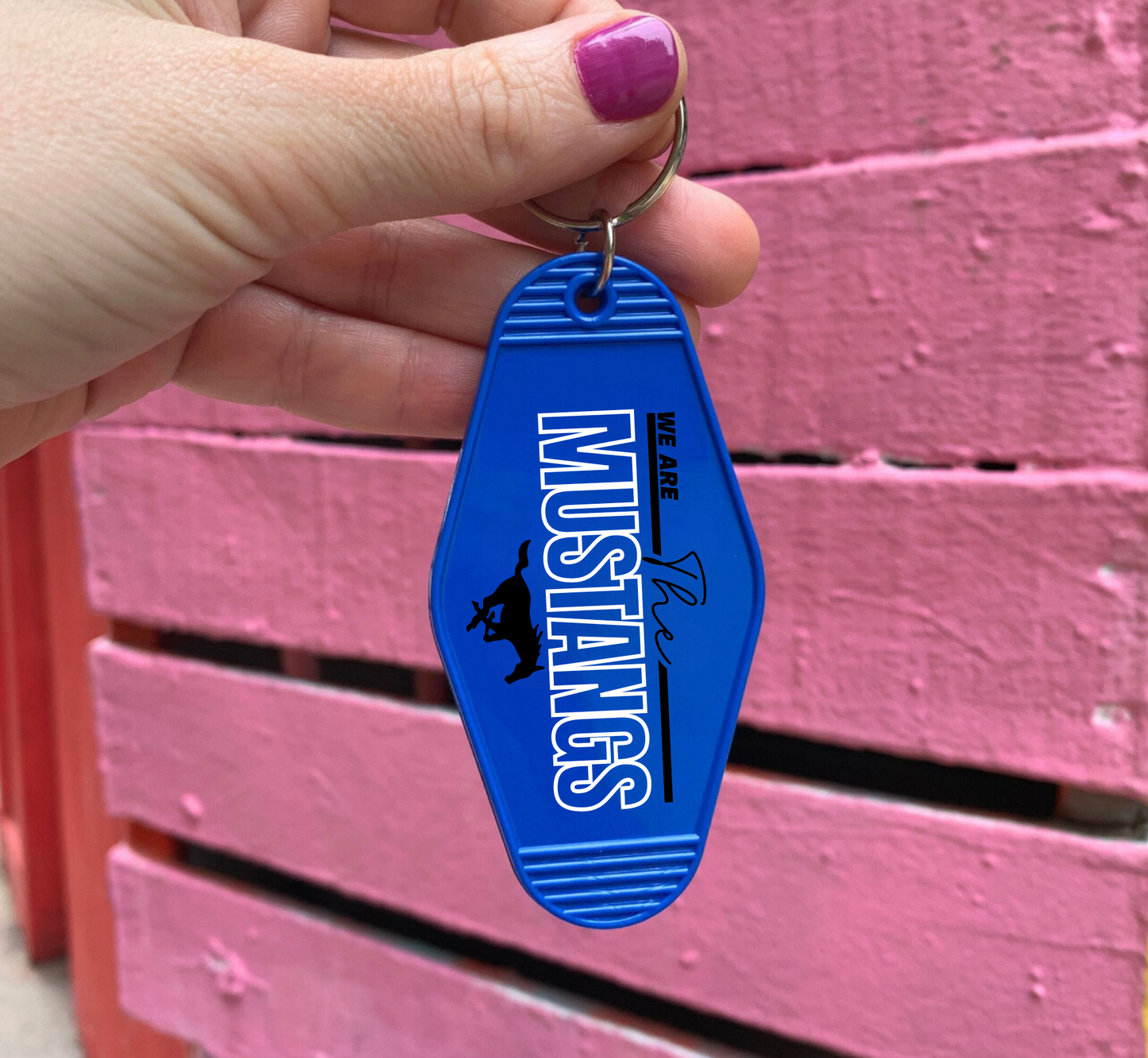 WE ARE THE MUSTANGS Motel Keychain - BLUE