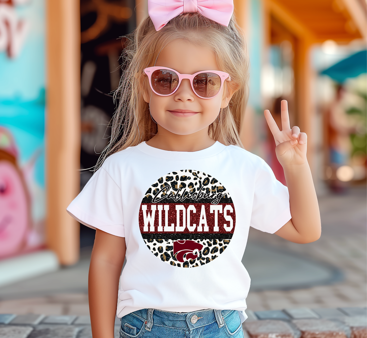 Youth WILDCATS Faux Glitter Top