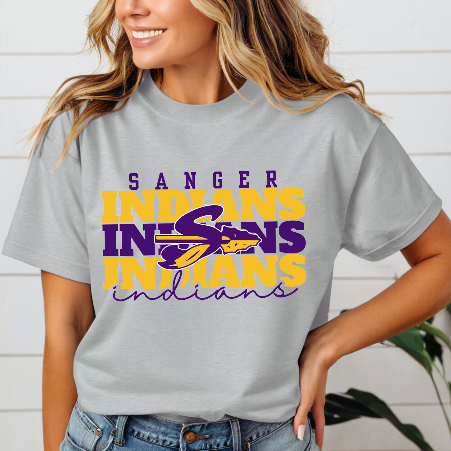 SANGER INDIANS Stacked tee