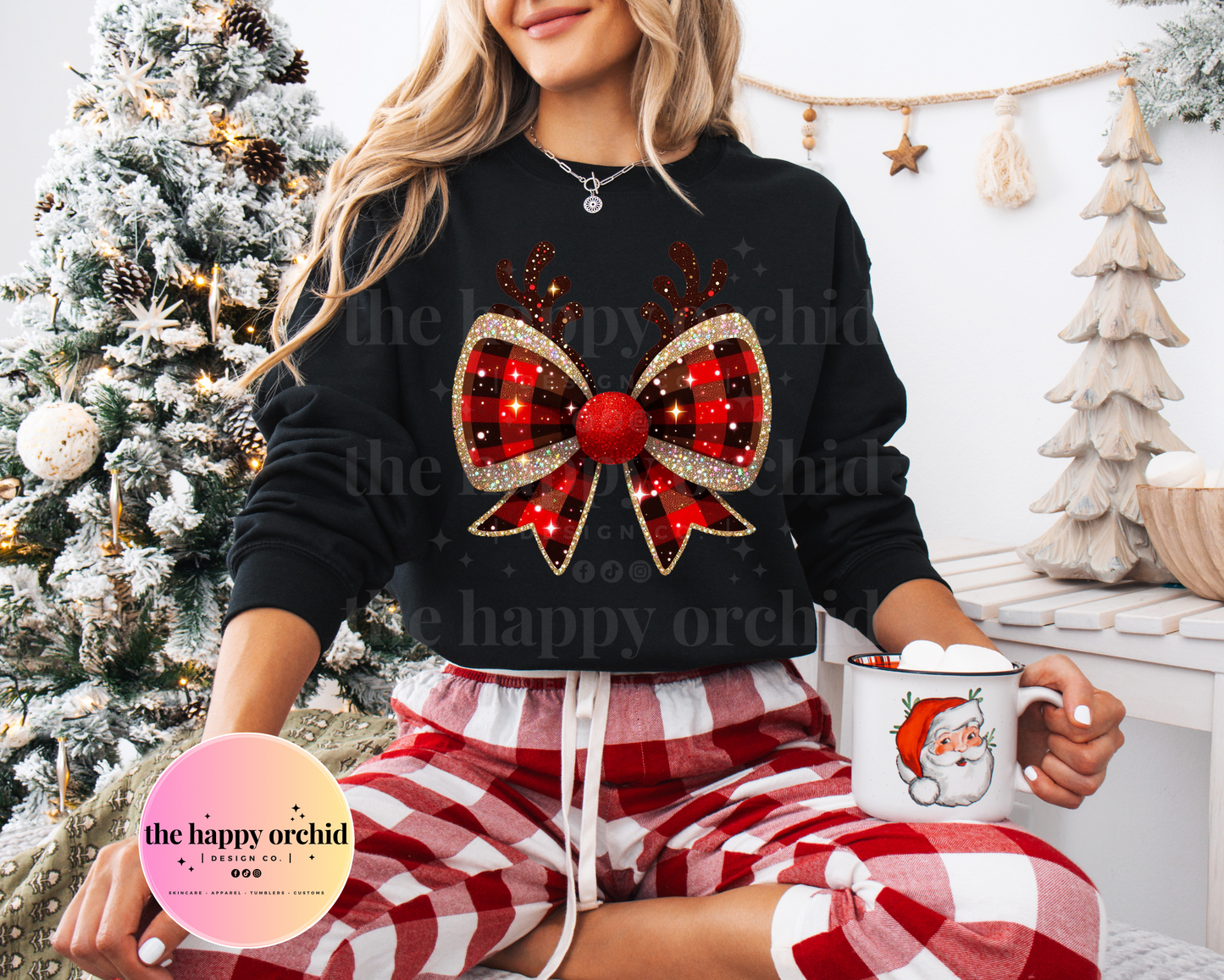 GLITTER REINDEER BOW Top