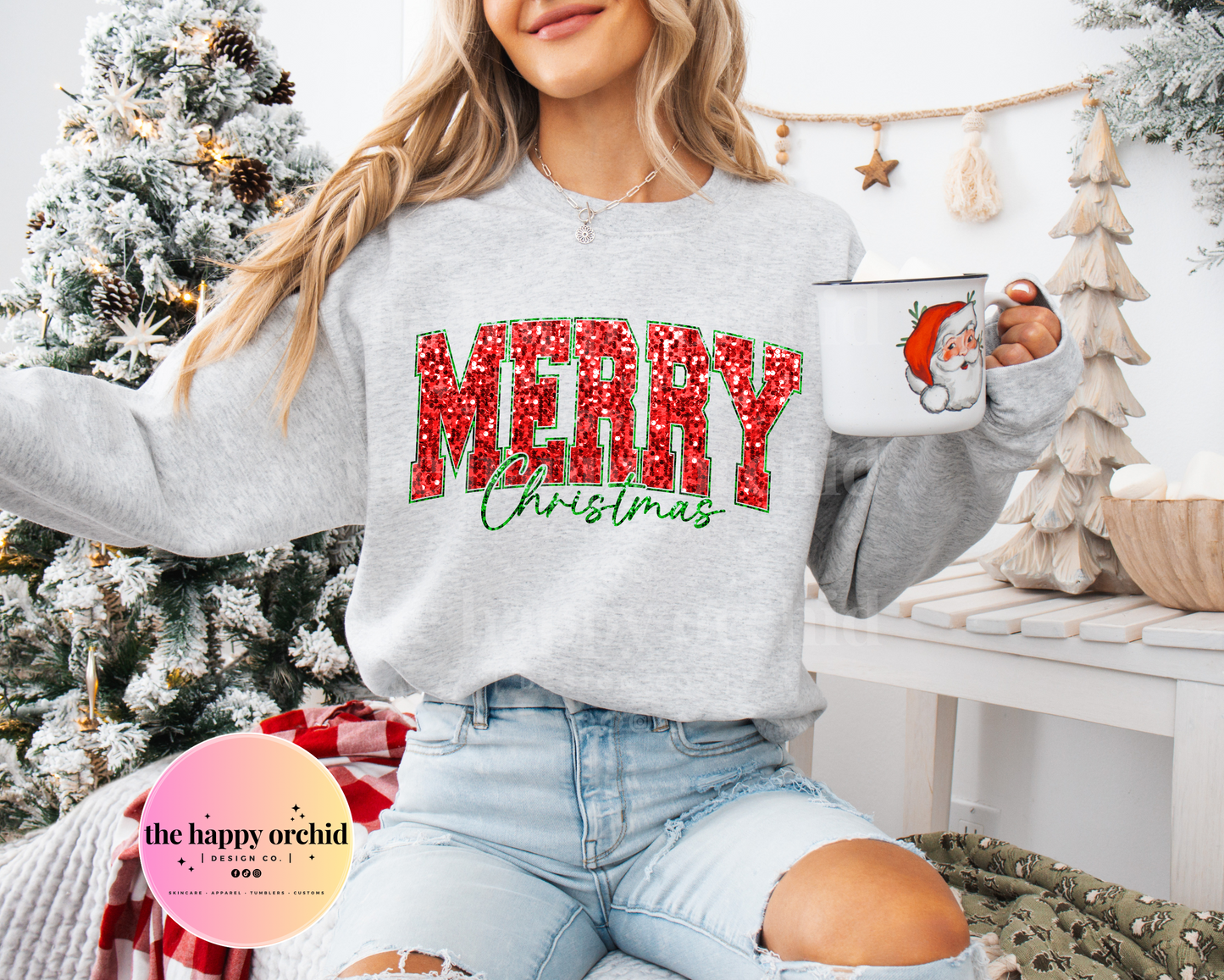 MERRY CHRISTMAS Glitter Top