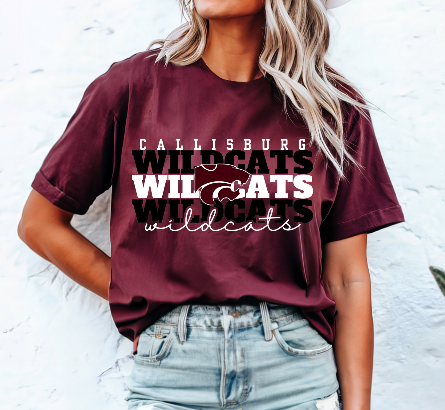 CALLISBURG WILDCATS Stacked tee