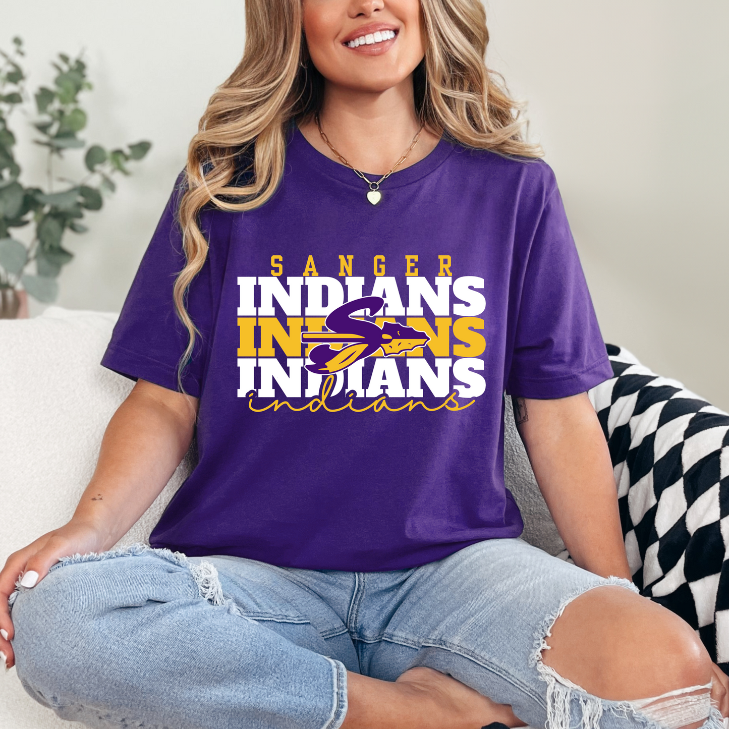 SANGER INDIANS Stacked tee