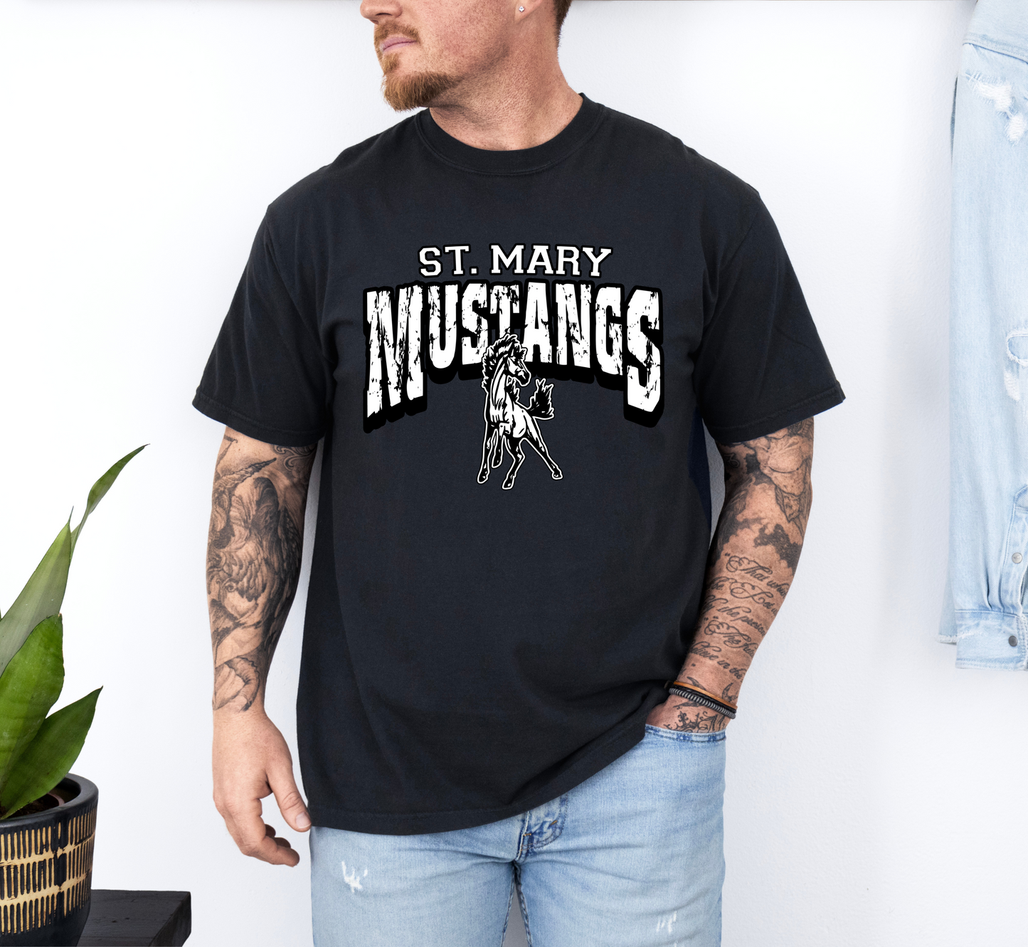 ST. MARY MUSTANGS Grunge tee