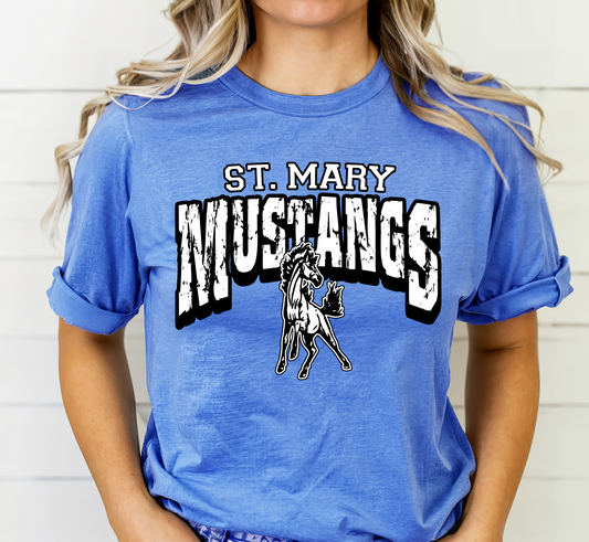 ST. MARY MUSTANGS Grunge tee