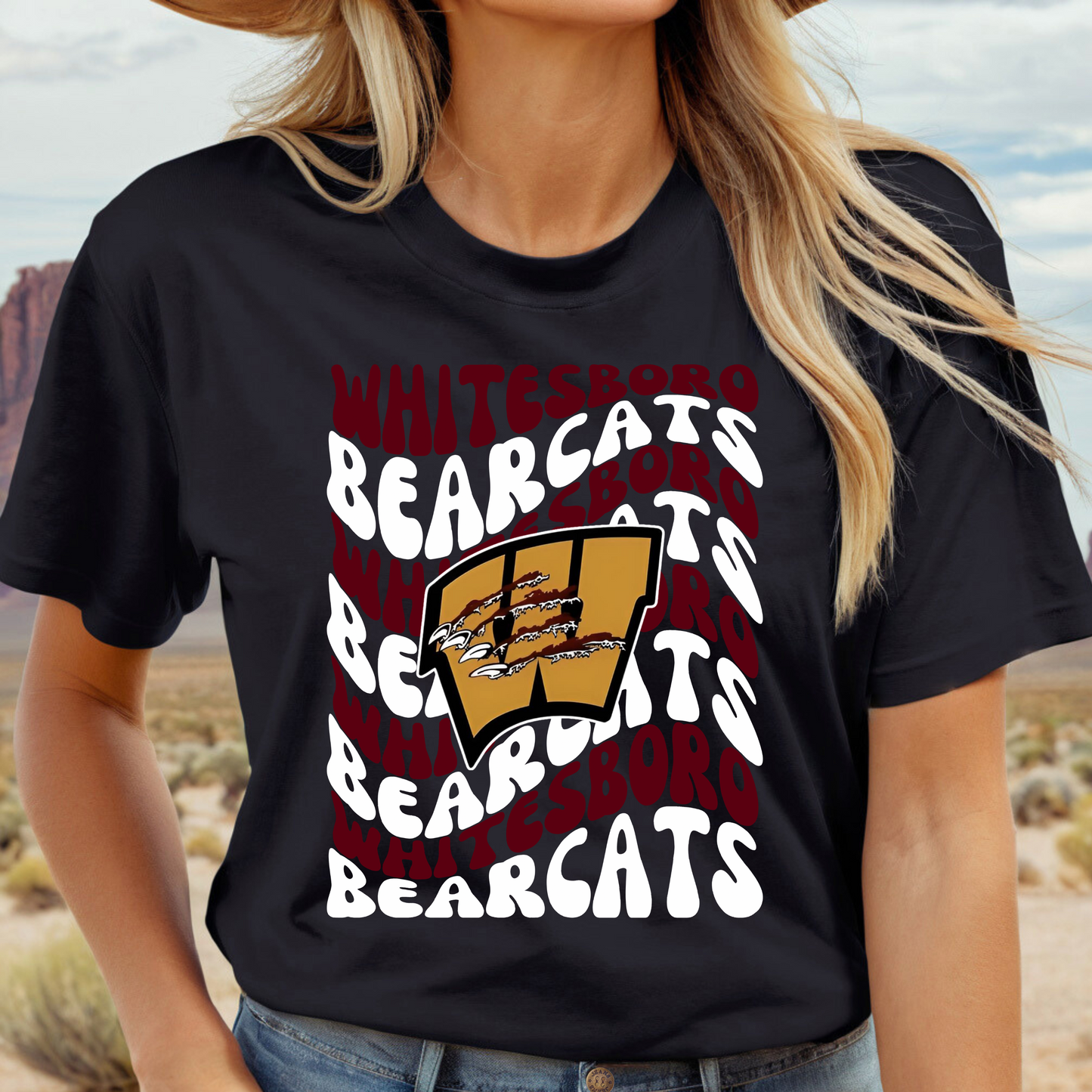 WHITESBORO BEARCATS Retro Wave tee