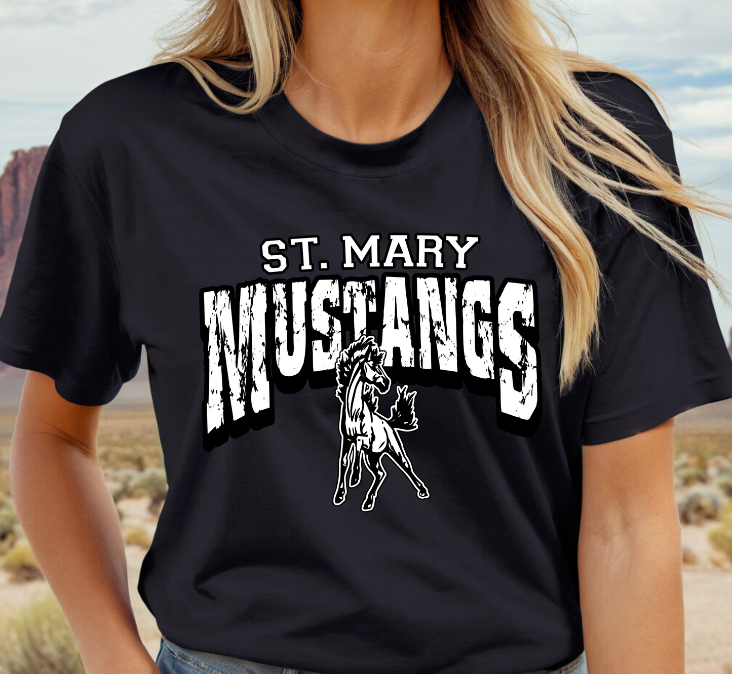 ST. MARY MUSTANGS Grunge tee