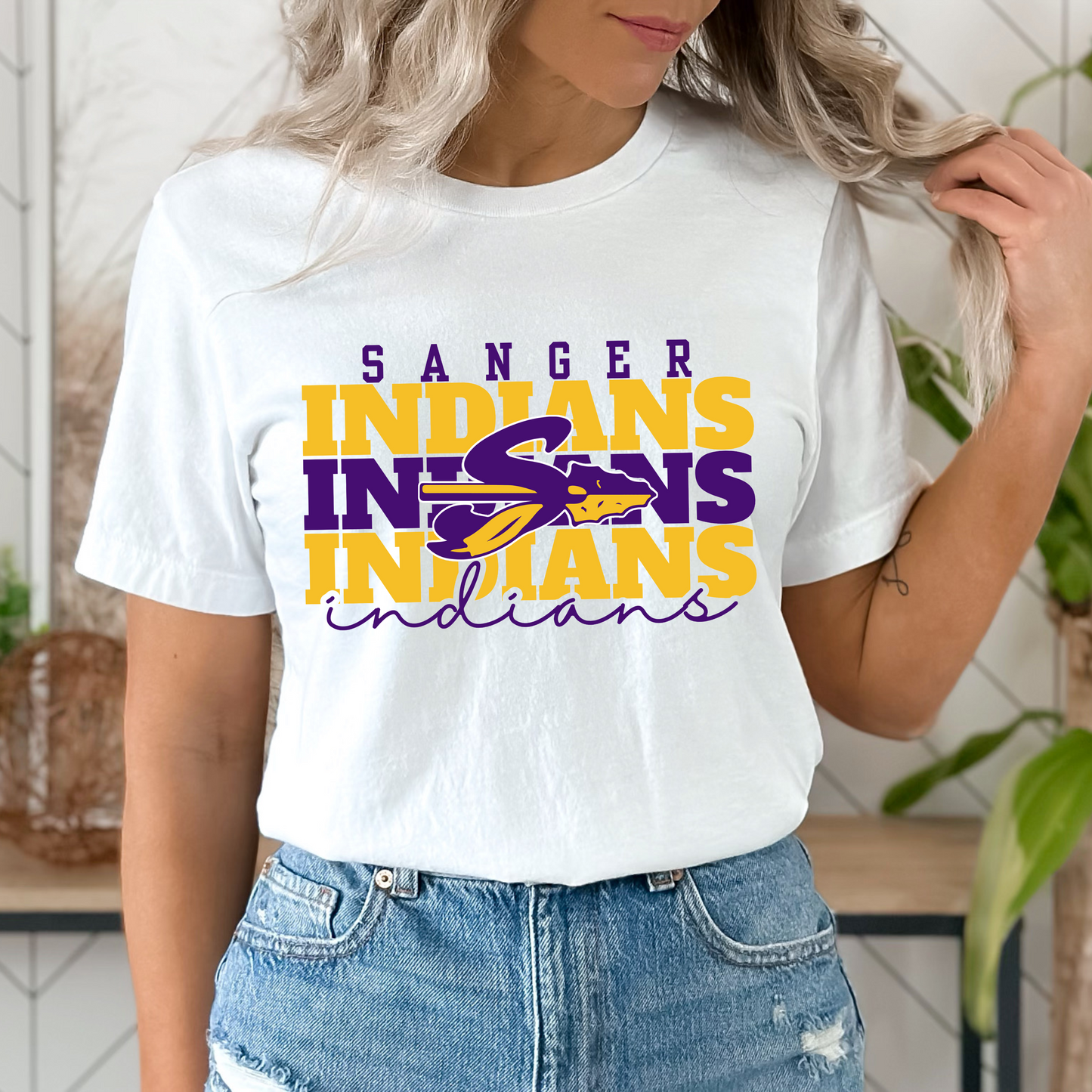 SANGER INDIANS Stacked tee