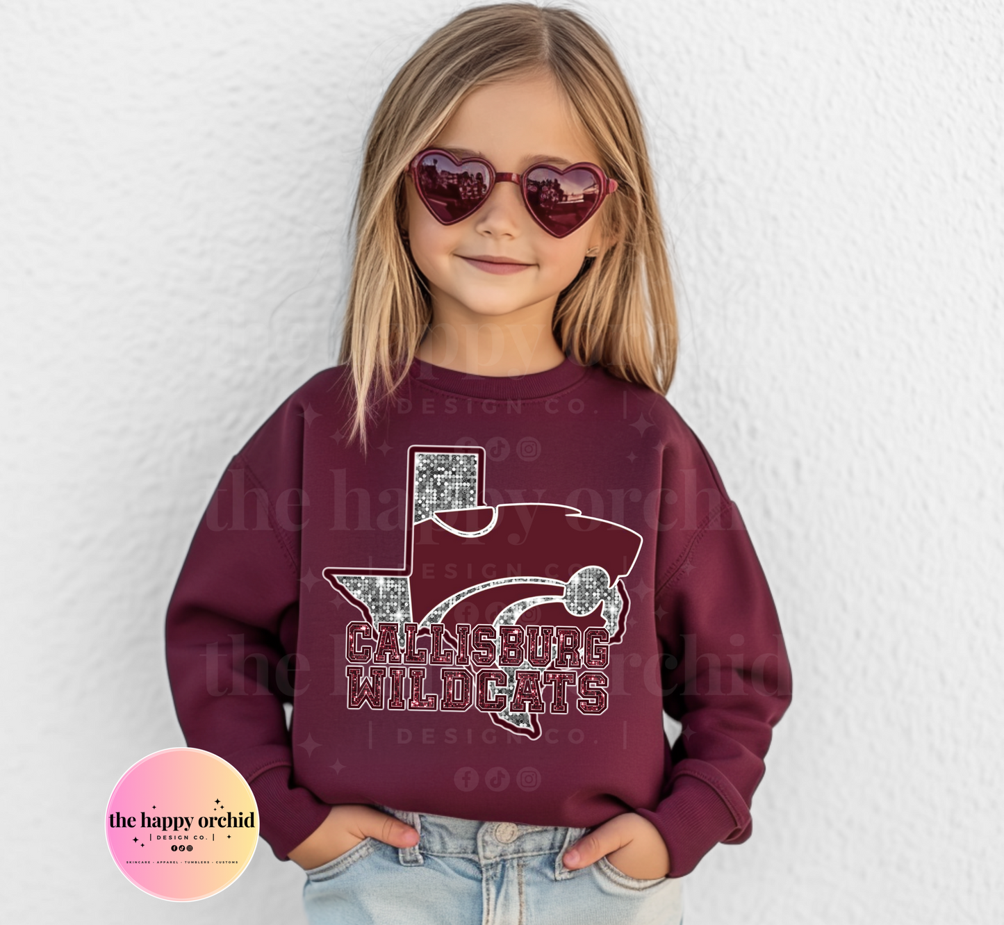 NEW Youth Callisburg Wildcats State GLITTER Top