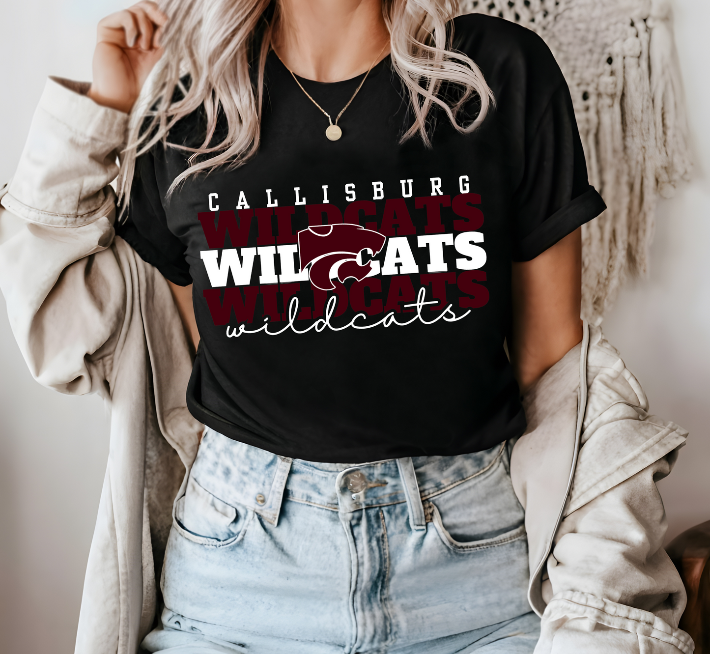 CALLISBURG WILDCATS Stacked tee