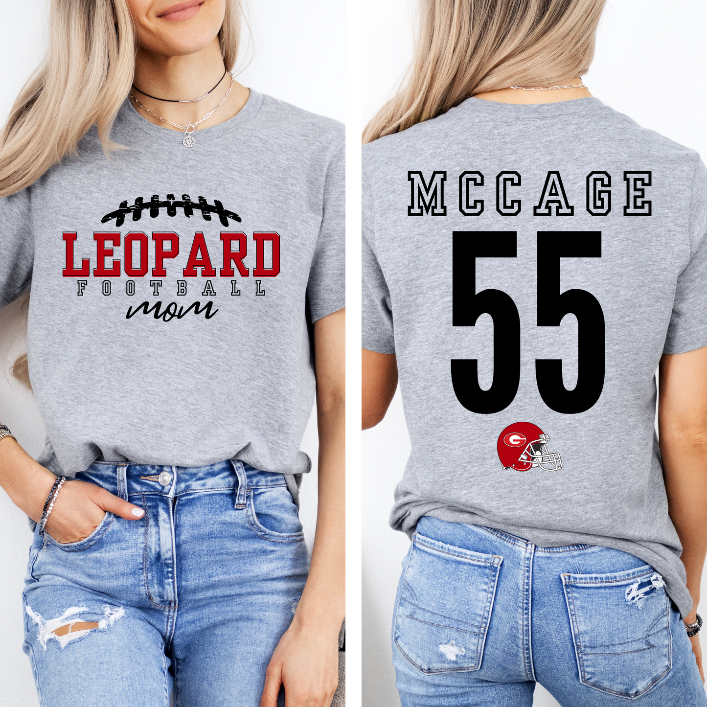 LEOPARD FOOTBALL MOM - GAINESVILLE Personalized Tee