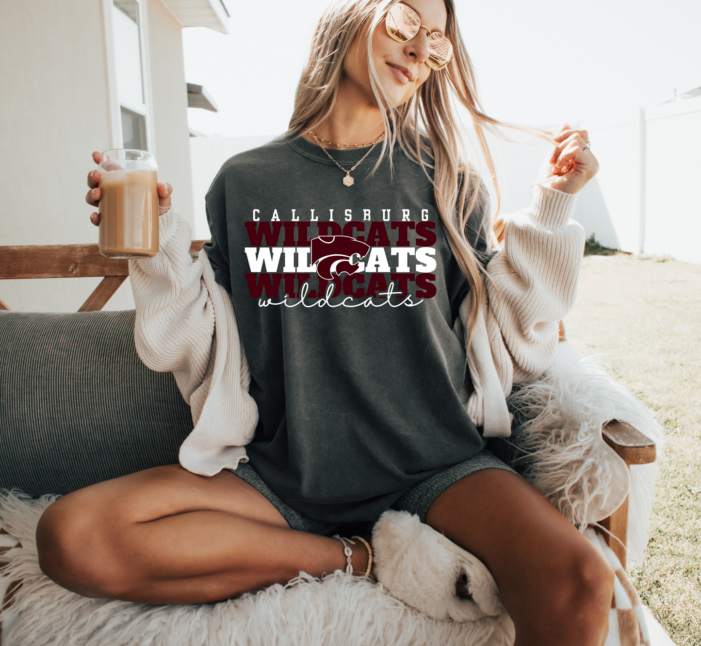 CALLISBURG WILDCATS Stacked tee