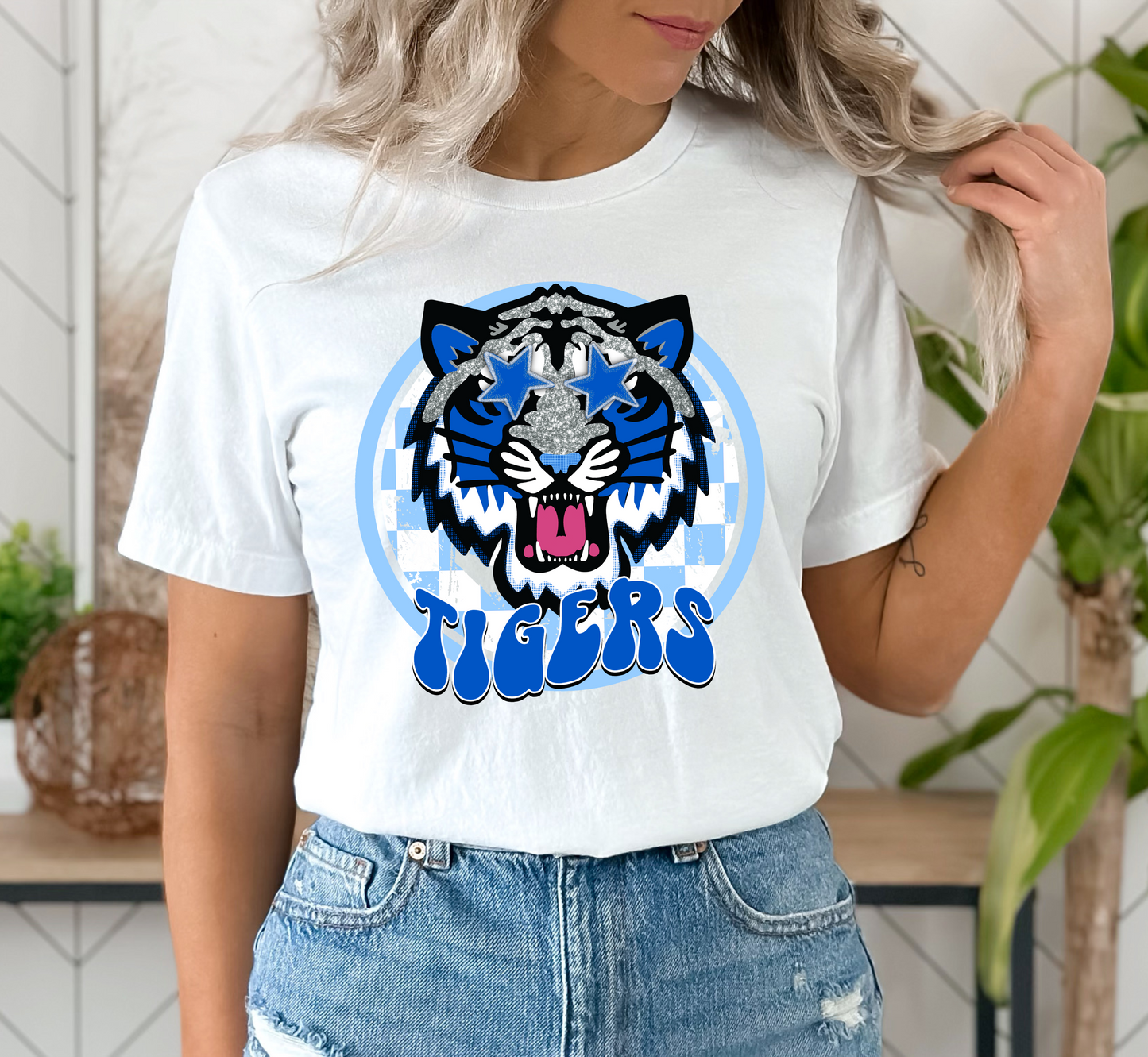 TIGERS Retro Faux Glitter tee