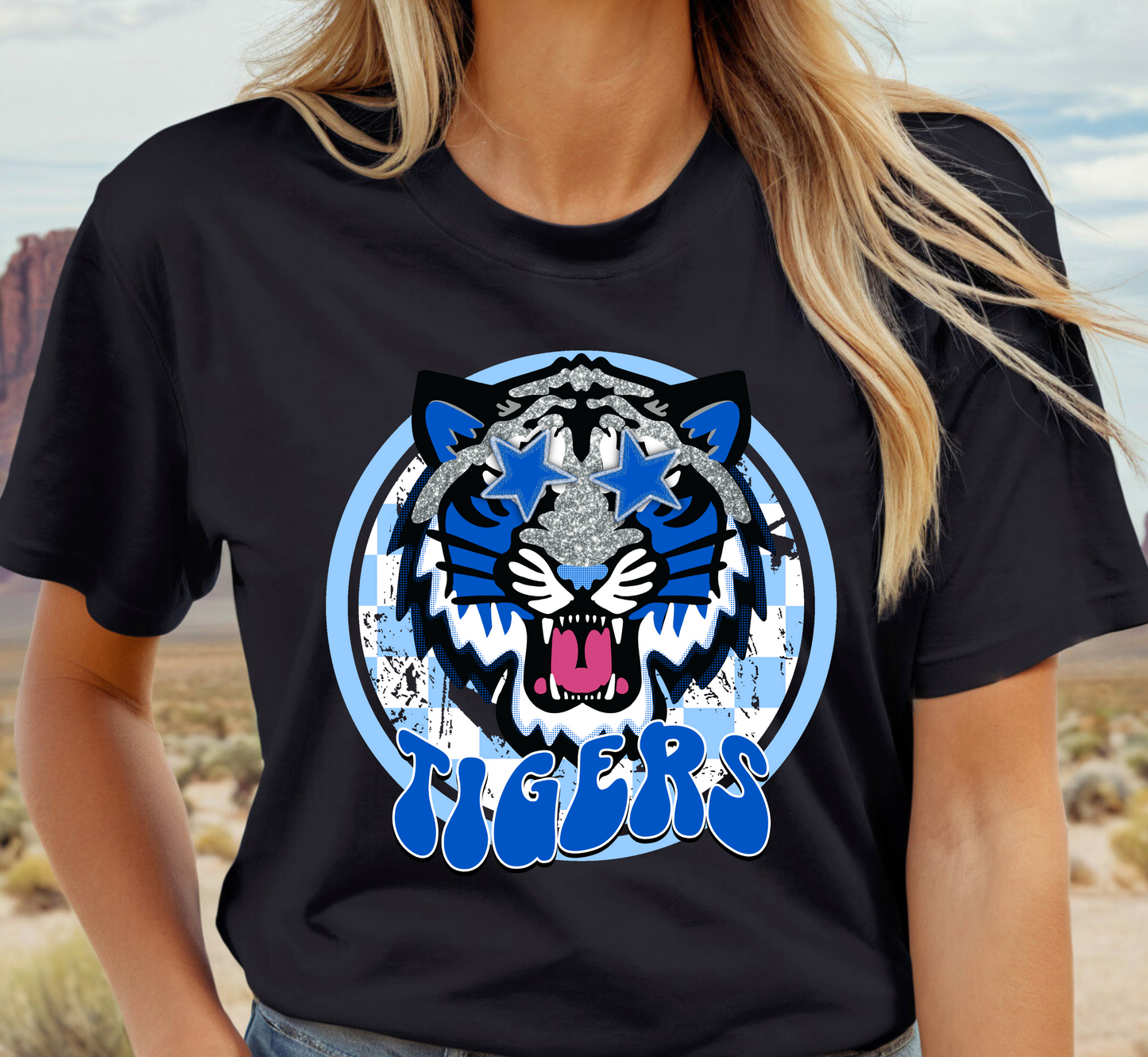 TIGERS Retro Faux Glitter tee