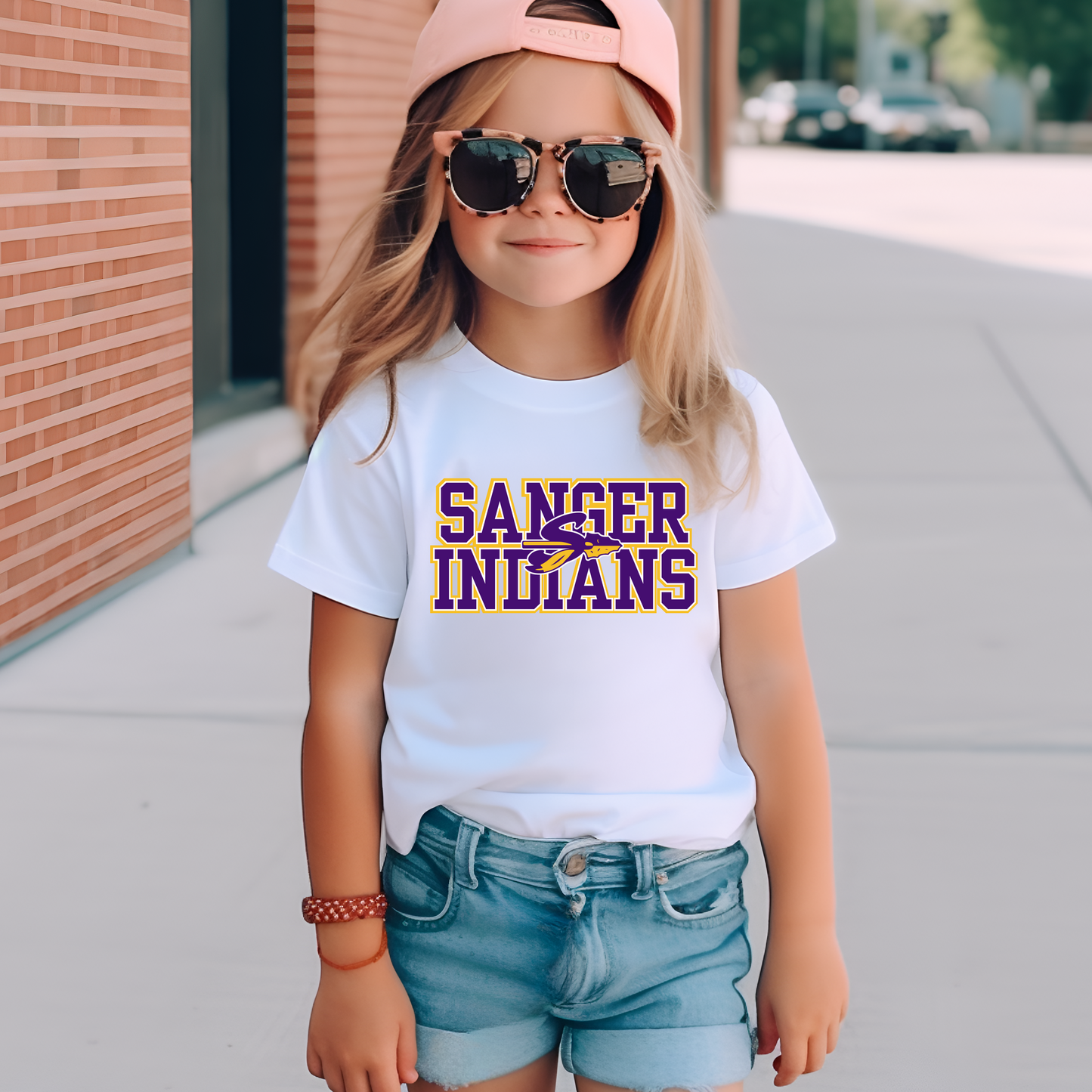 Youth SANGER INDIANS Logo Top