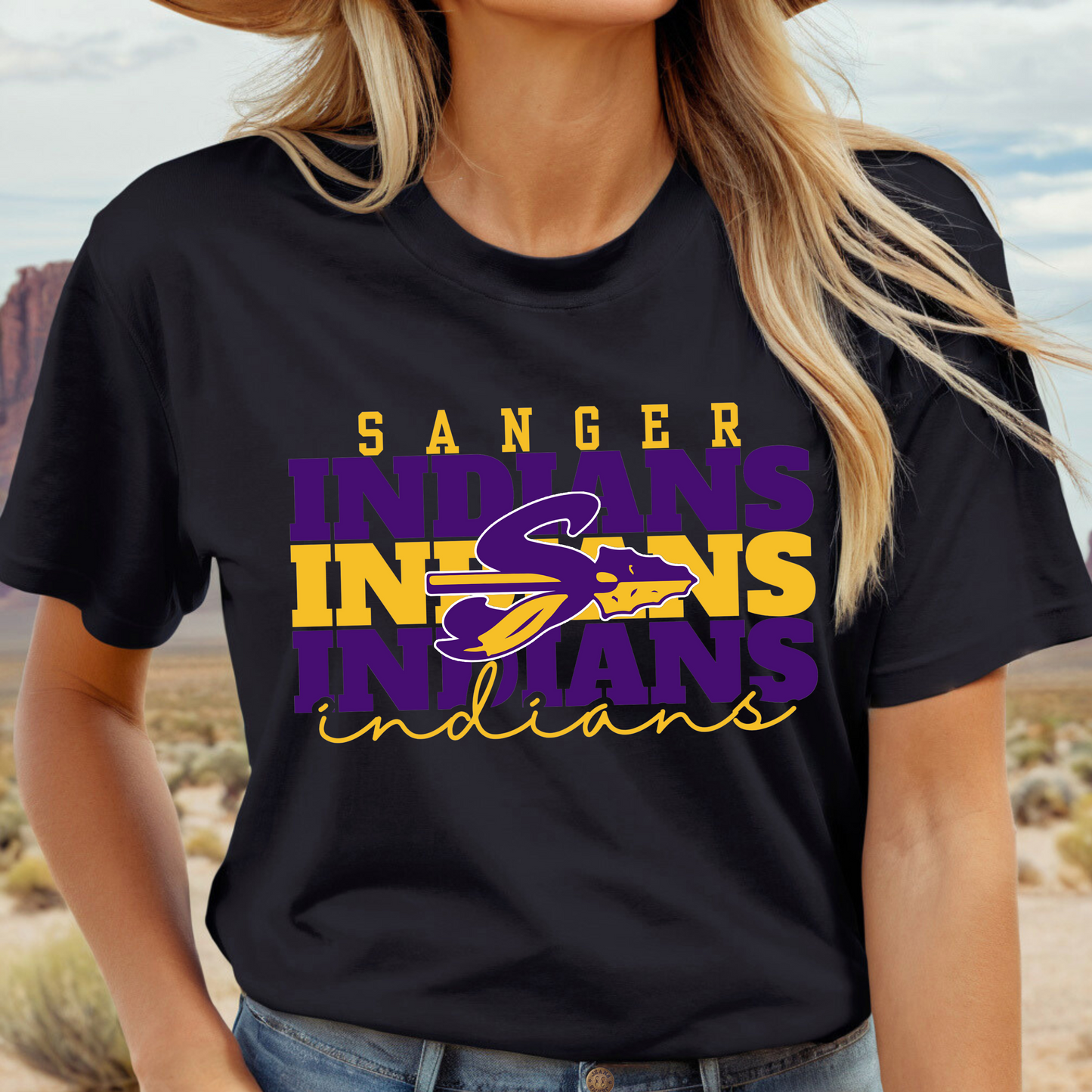 SANGER INDIANS Stacked tee