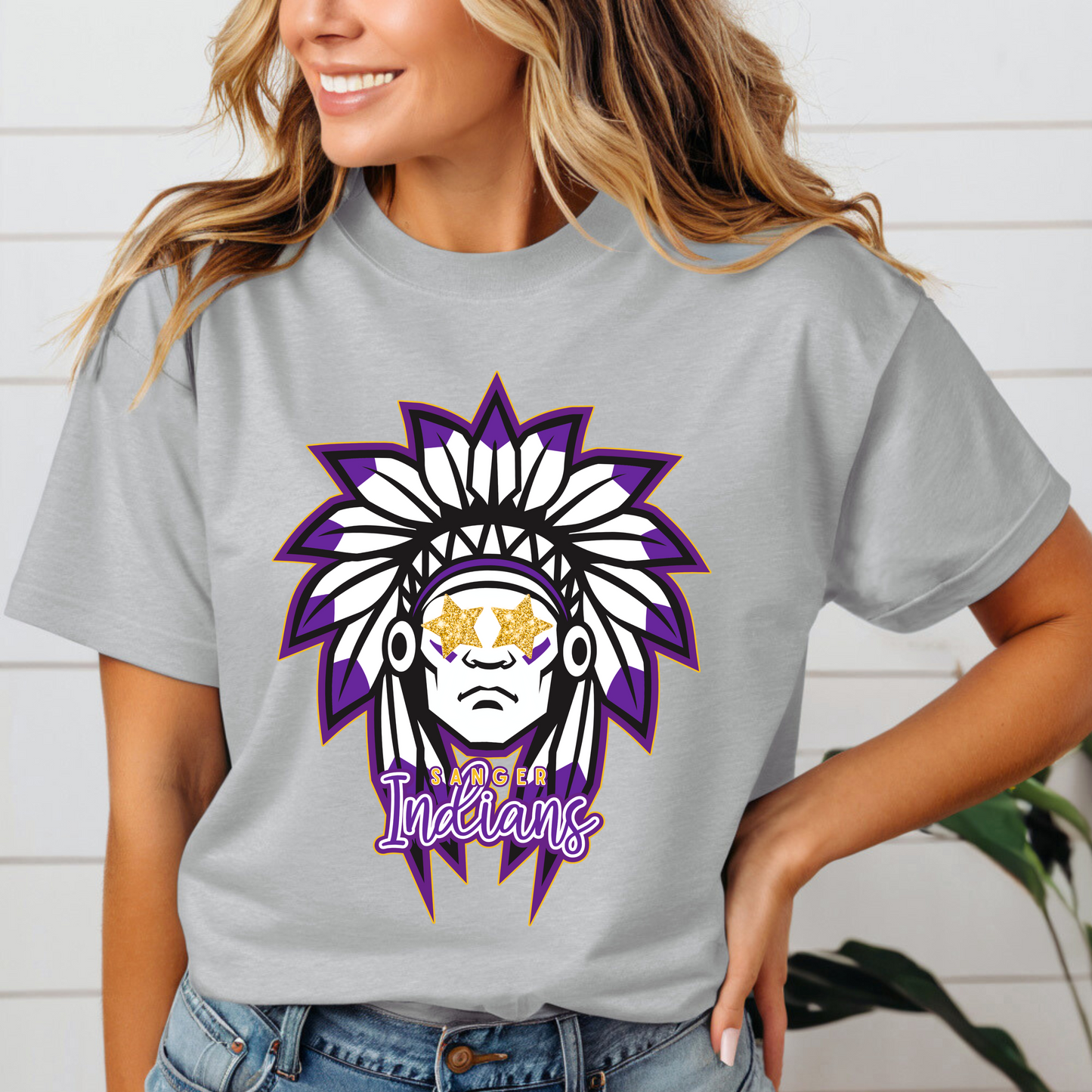 SANGER INDIANS Glitter Stars tee