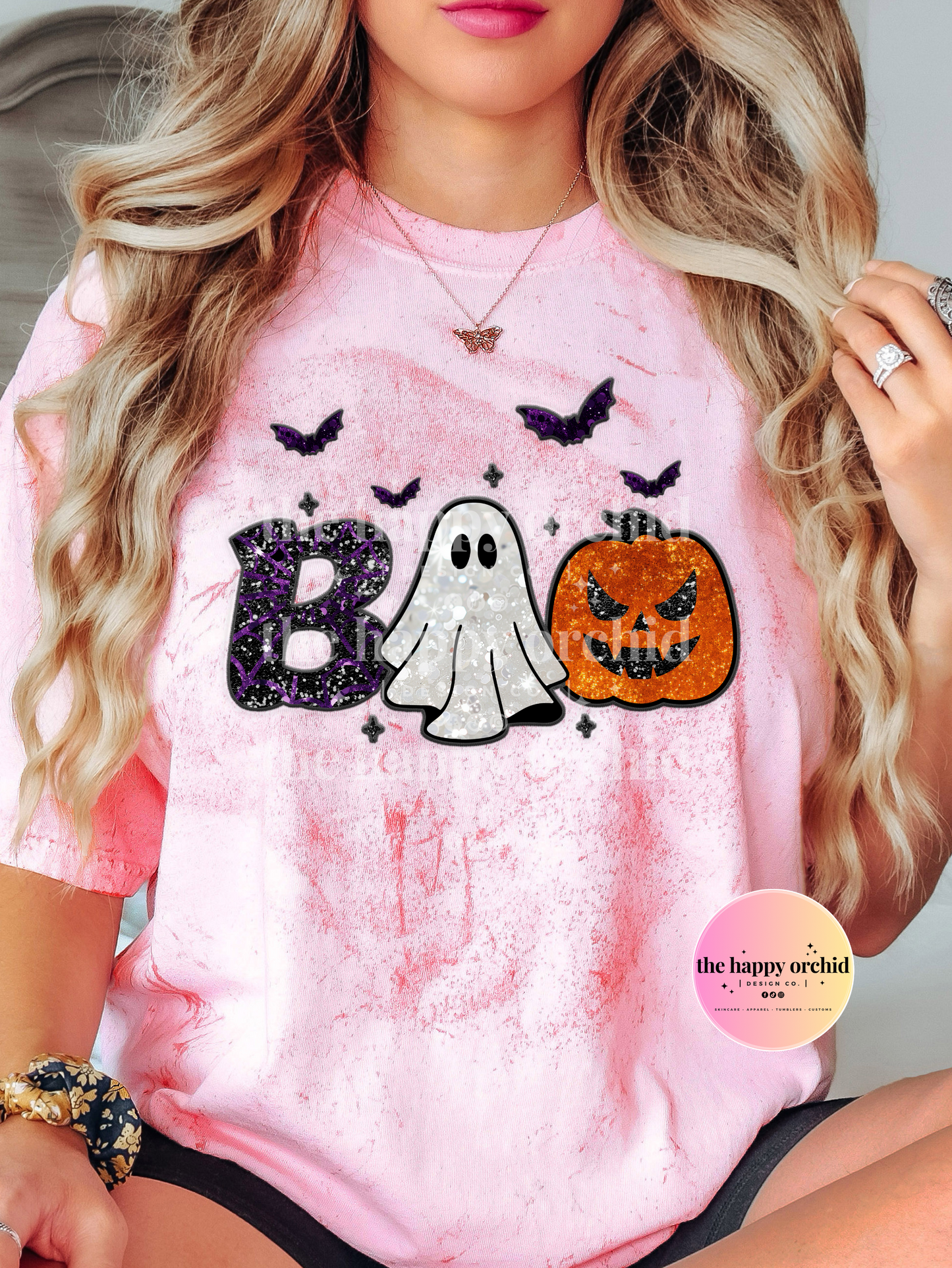 BOO Faux Glitter Color Blast Top