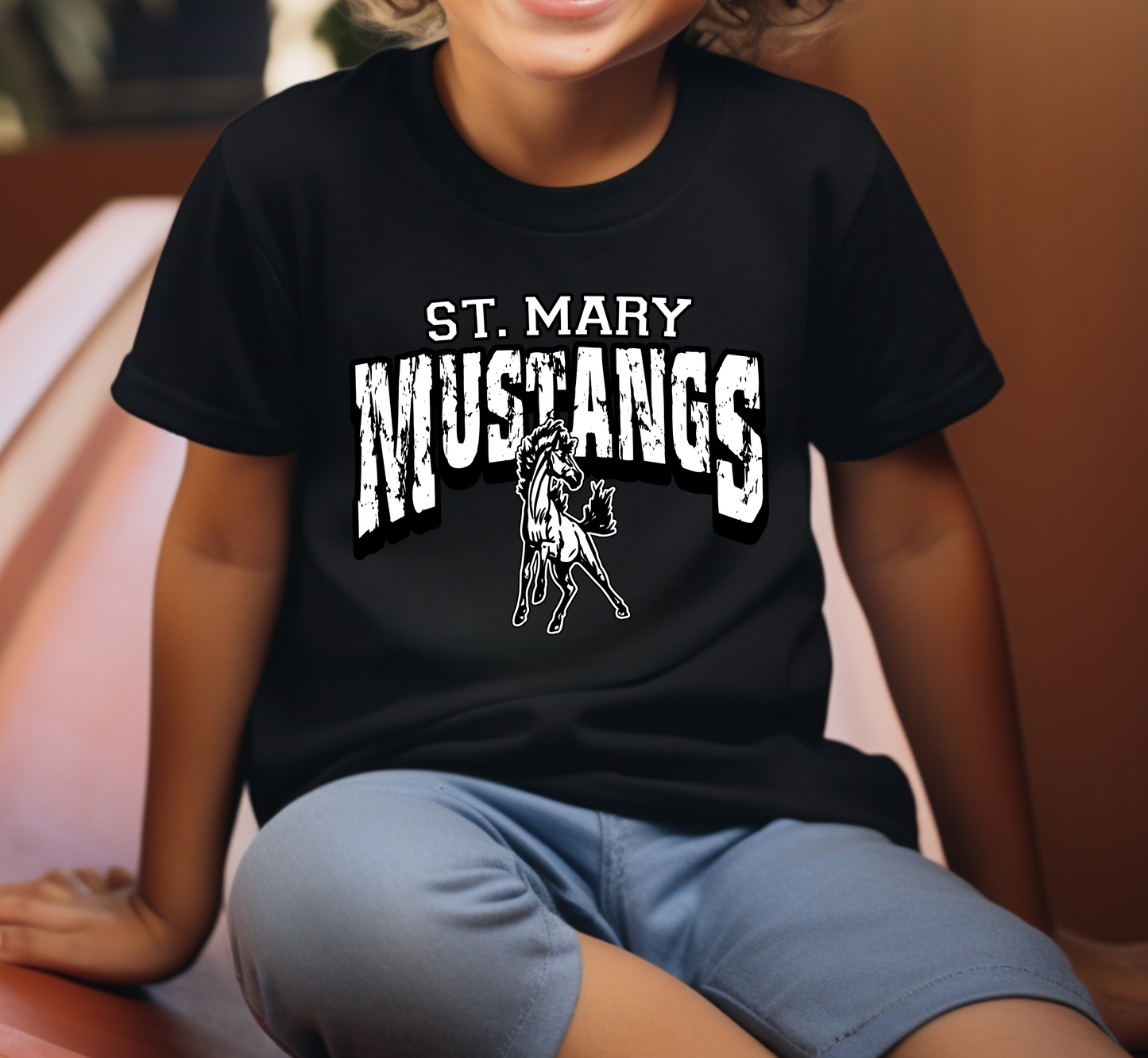 Youth ST. MARY MUSTANGS Grunge Top