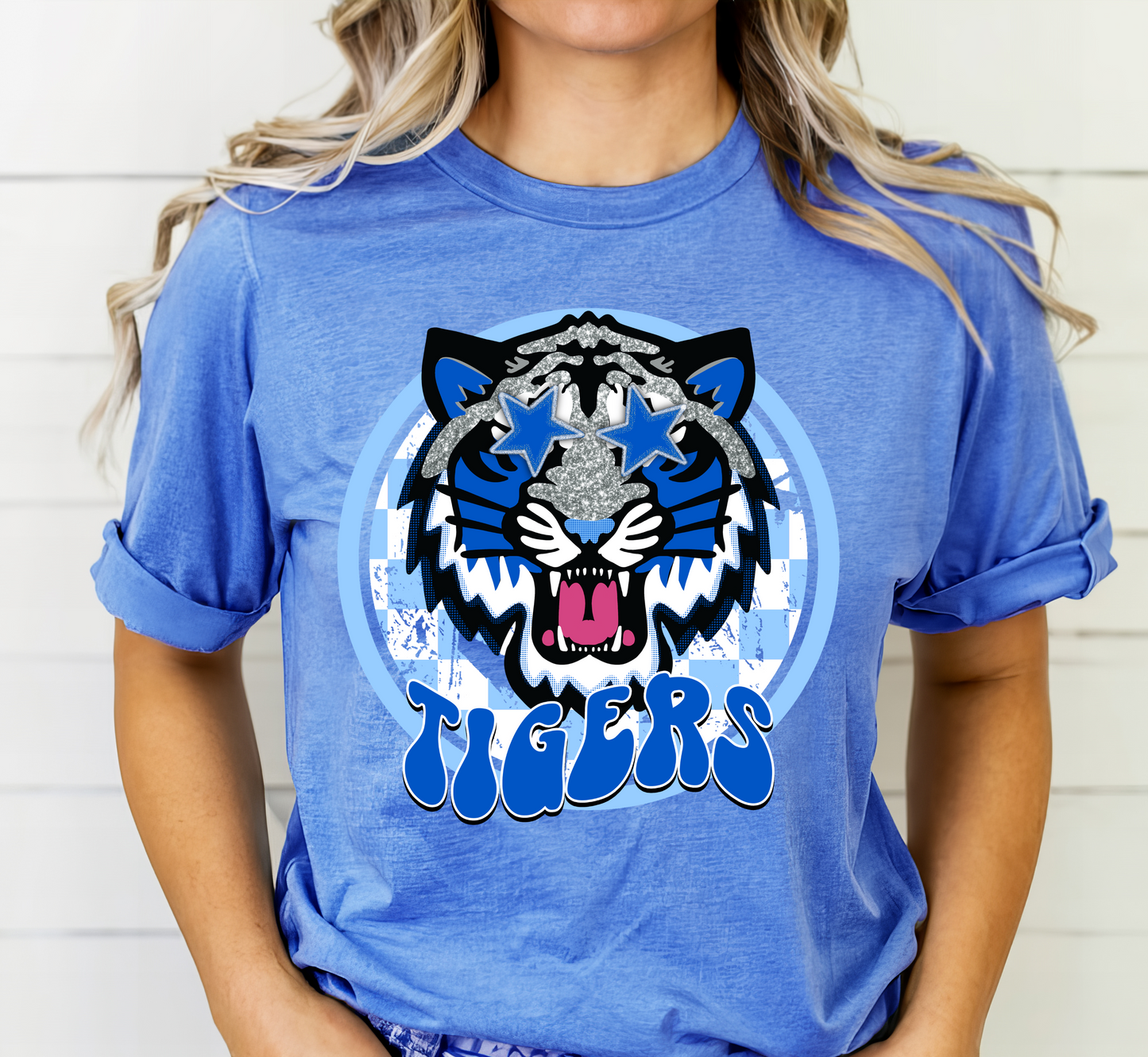 TIGERS Retro Faux Glitter tee