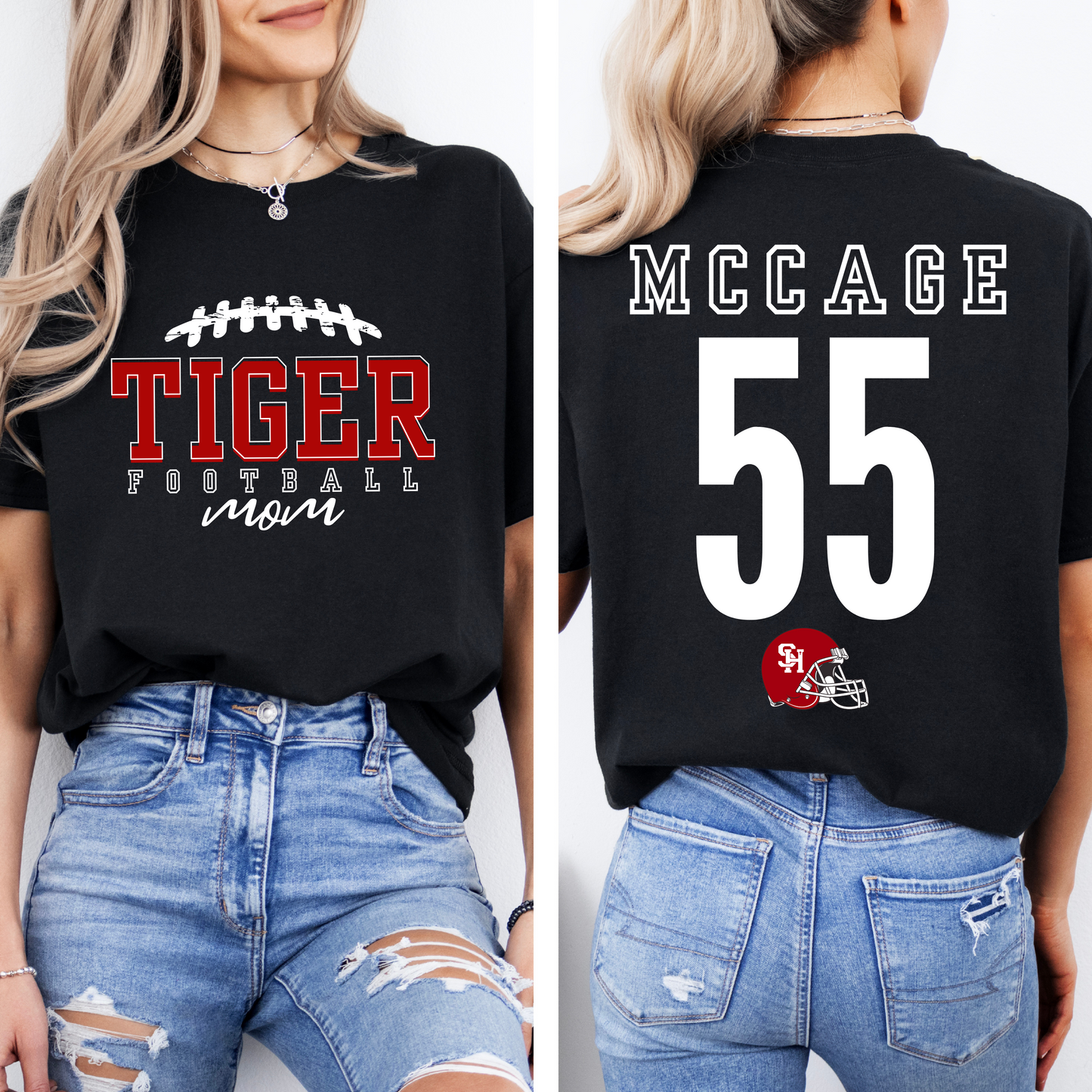 TIGER FOOTBALL MOM - SACRED HEART Personalized Tee