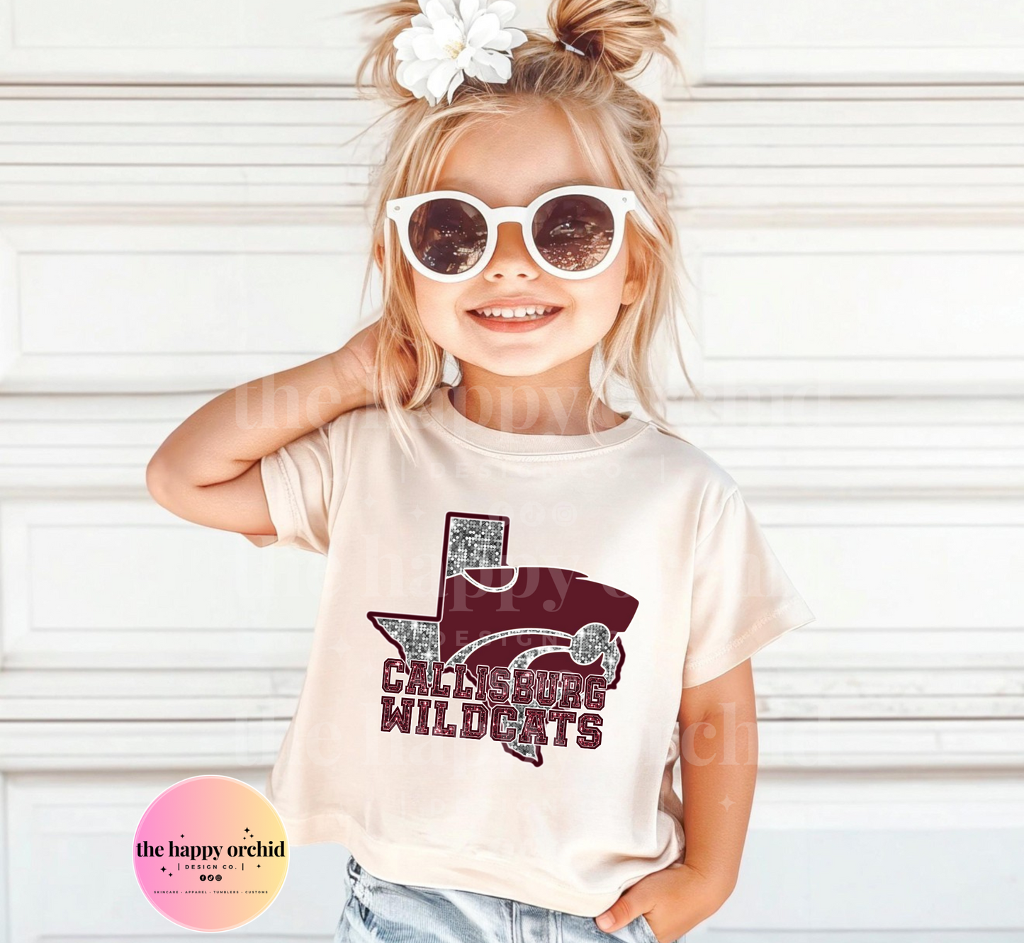 NEW Youth Callisburg Wildcats State GLITTER Top
