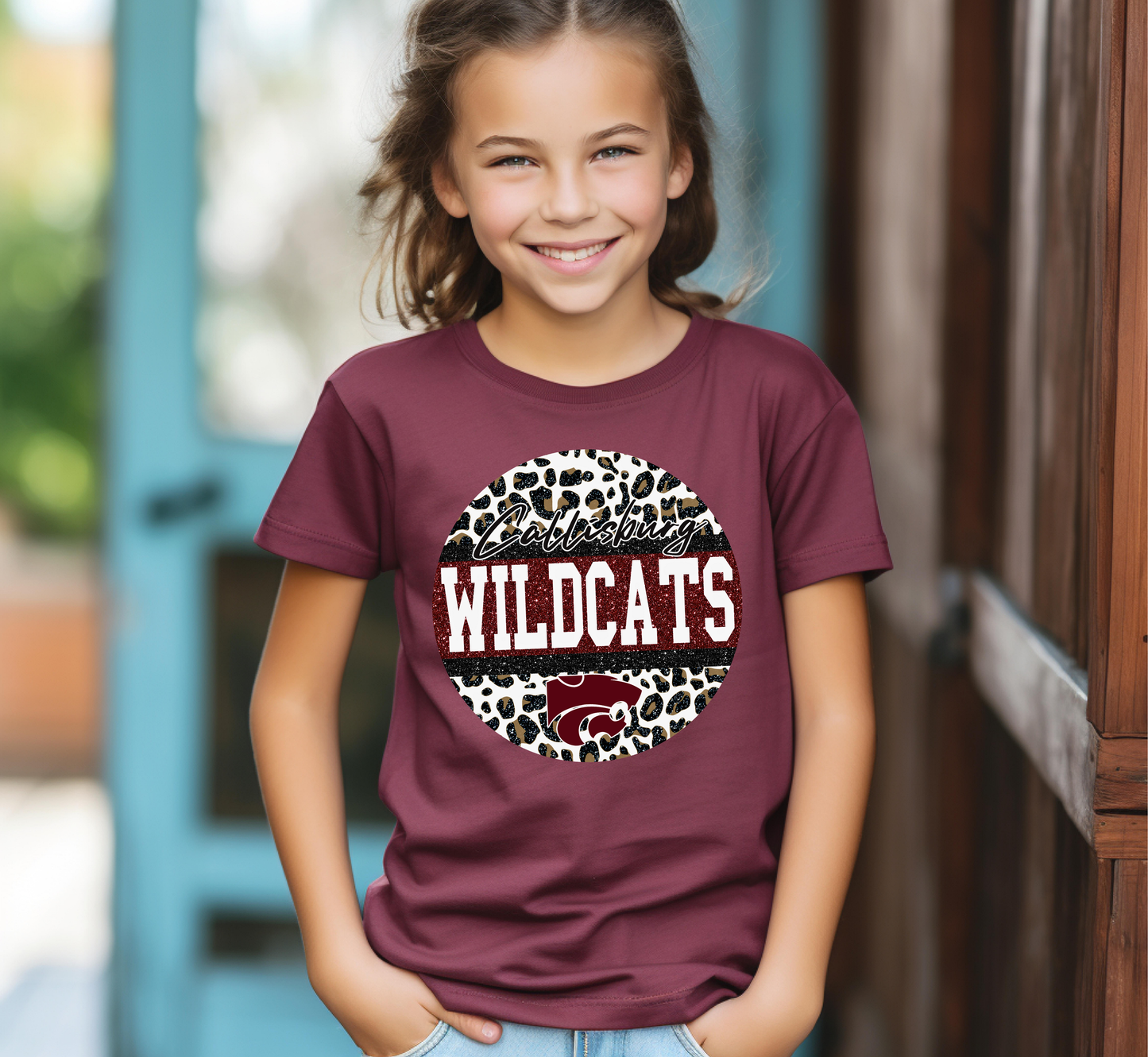 Youth WILDCATS Faux Glitter Top