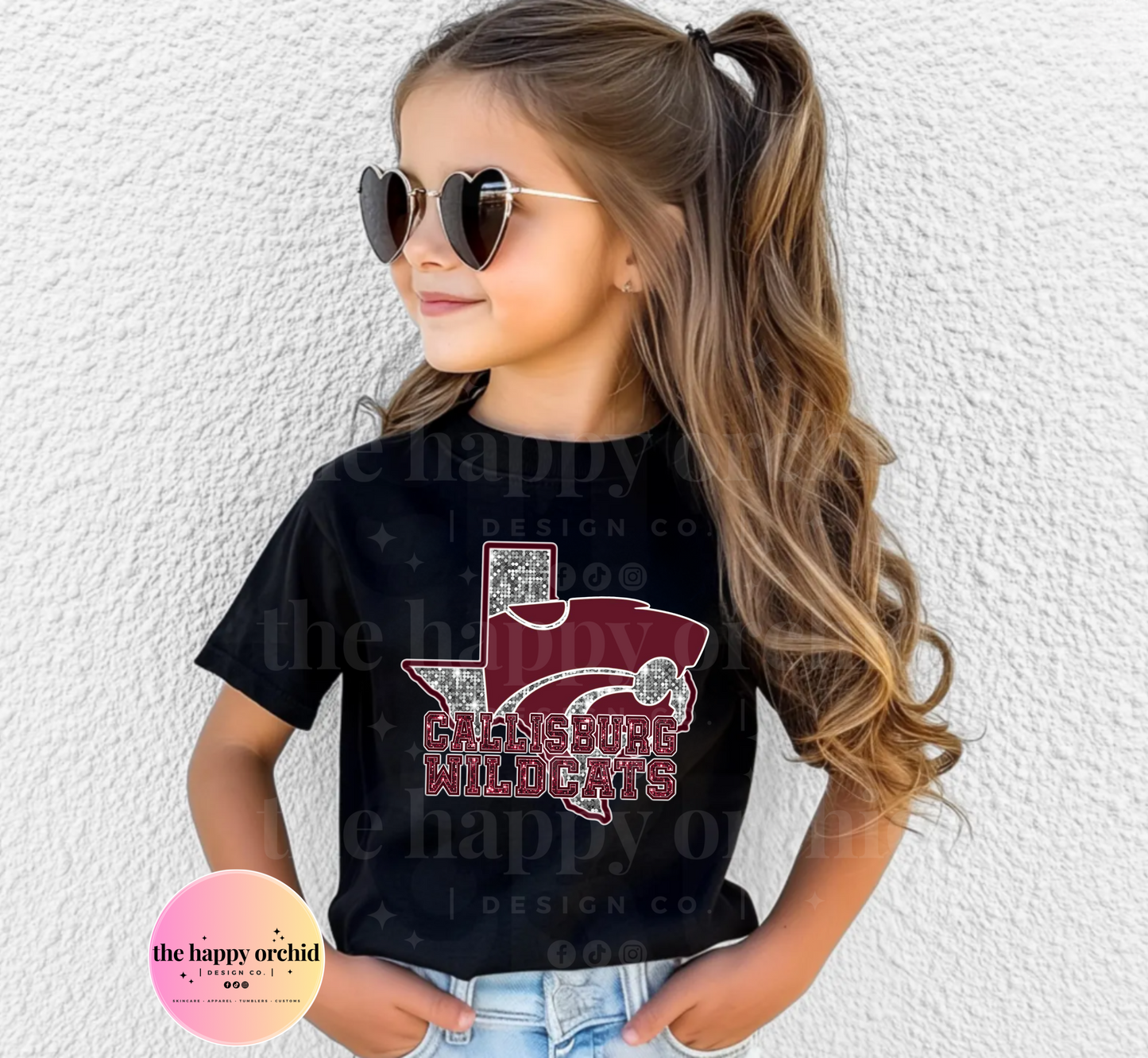 NEW Youth Callisburg Wildcats State GLITTER Top