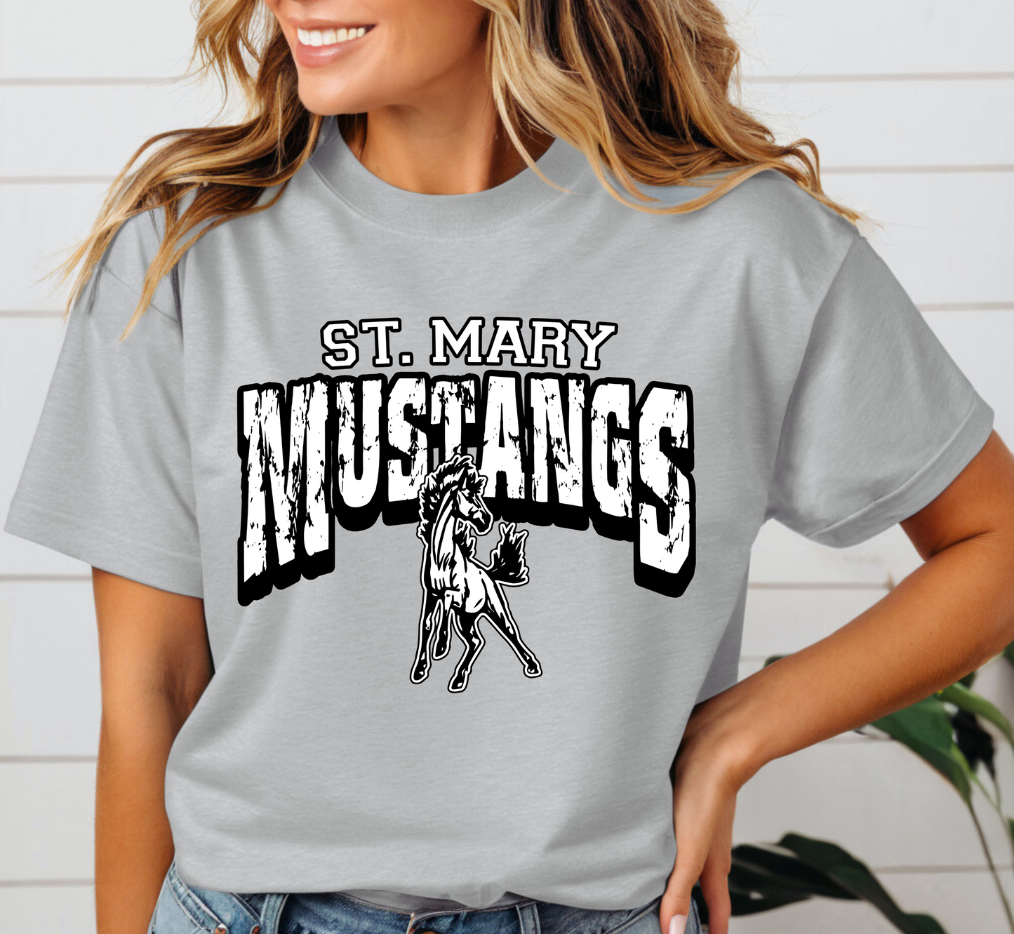 ST. MARY MUSTANGS Grunge tee