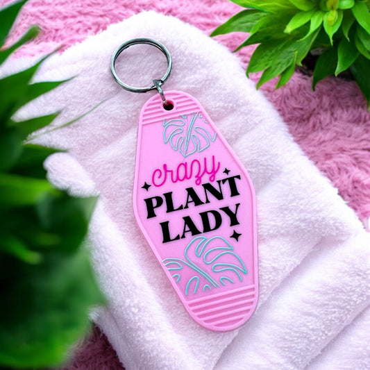 CRAZY PLANT LADY Motel Keychain