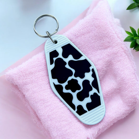 COW PRINT Motel Keychain