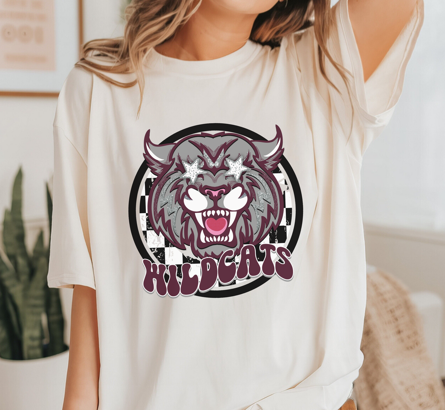 WILDCATS FAUX GLITTER MASCOT tee